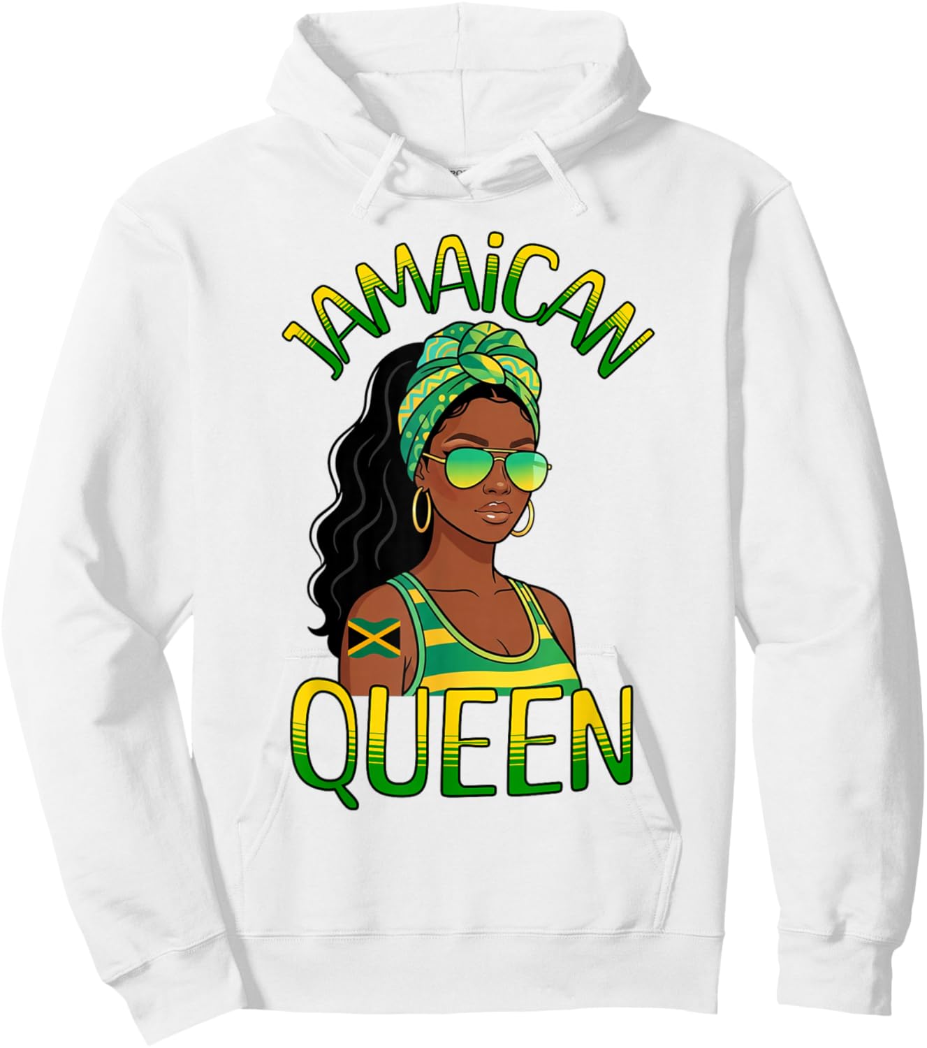 Jamaican Queen Unapologetic Melanin Woman Jamaica Flag-Theme Hoodie - Hoodie | White
