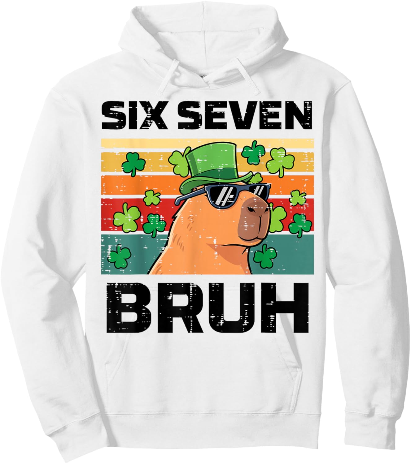 Six Seven Bruh Capybara 6 7 St Patricks Day Kids Boys Youth Hoodie - Hoodie | White