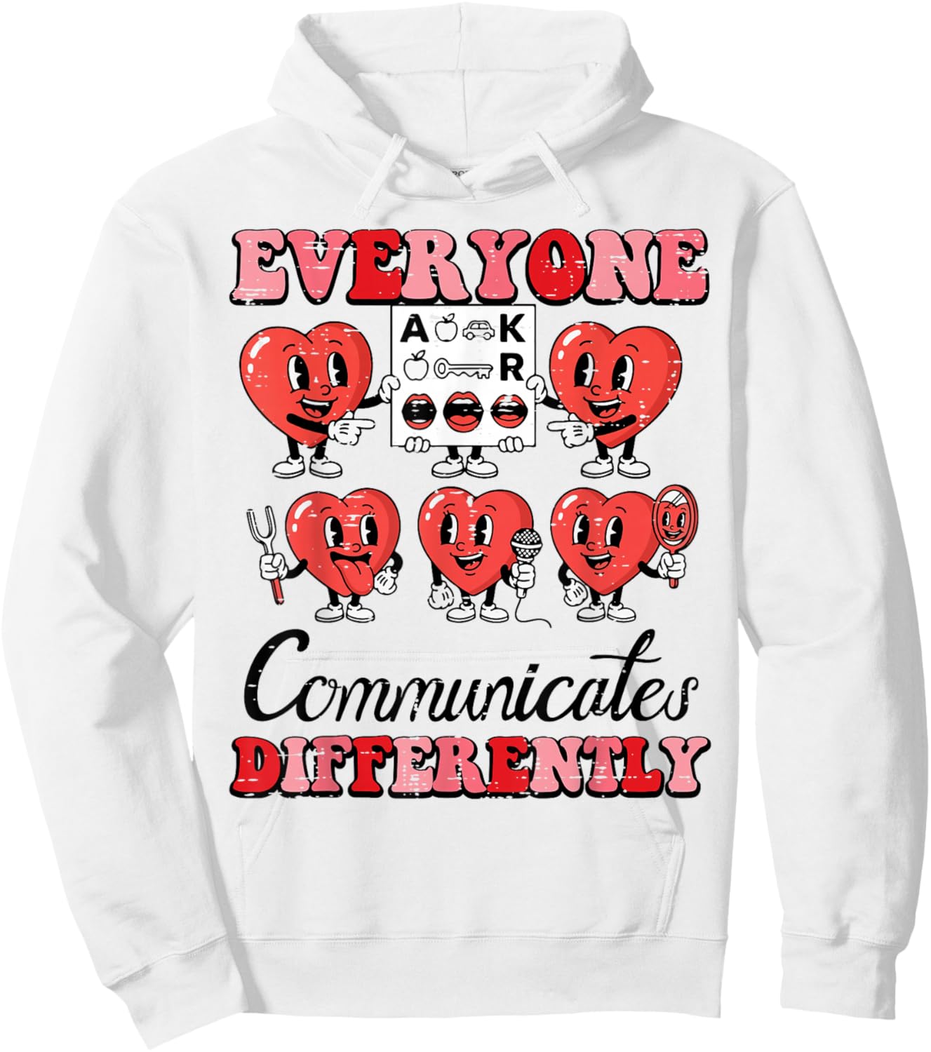 Everyone Communicates Differently Valentines Day Speech Kids Hoodie - Hoodie | White