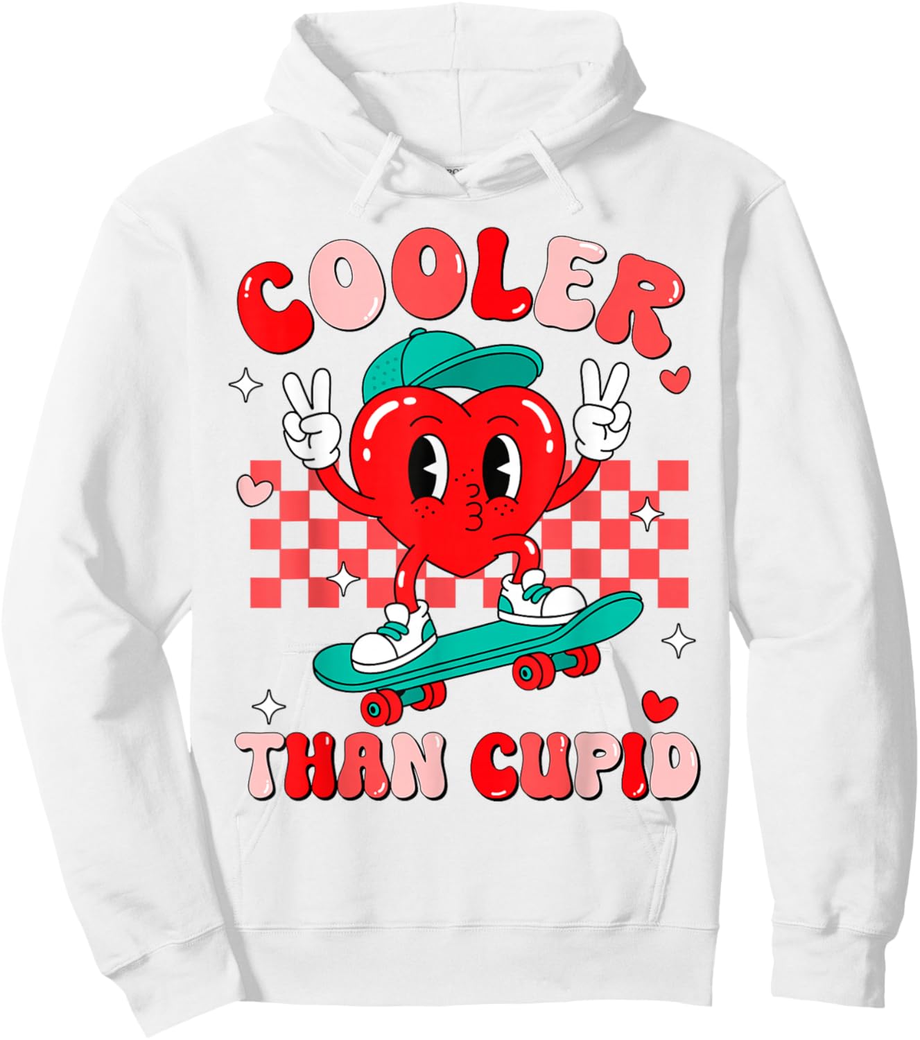 Cooler Than Cupid Valentines Day for Teens Kids Boys Girls Hoodie - Hoodie | White