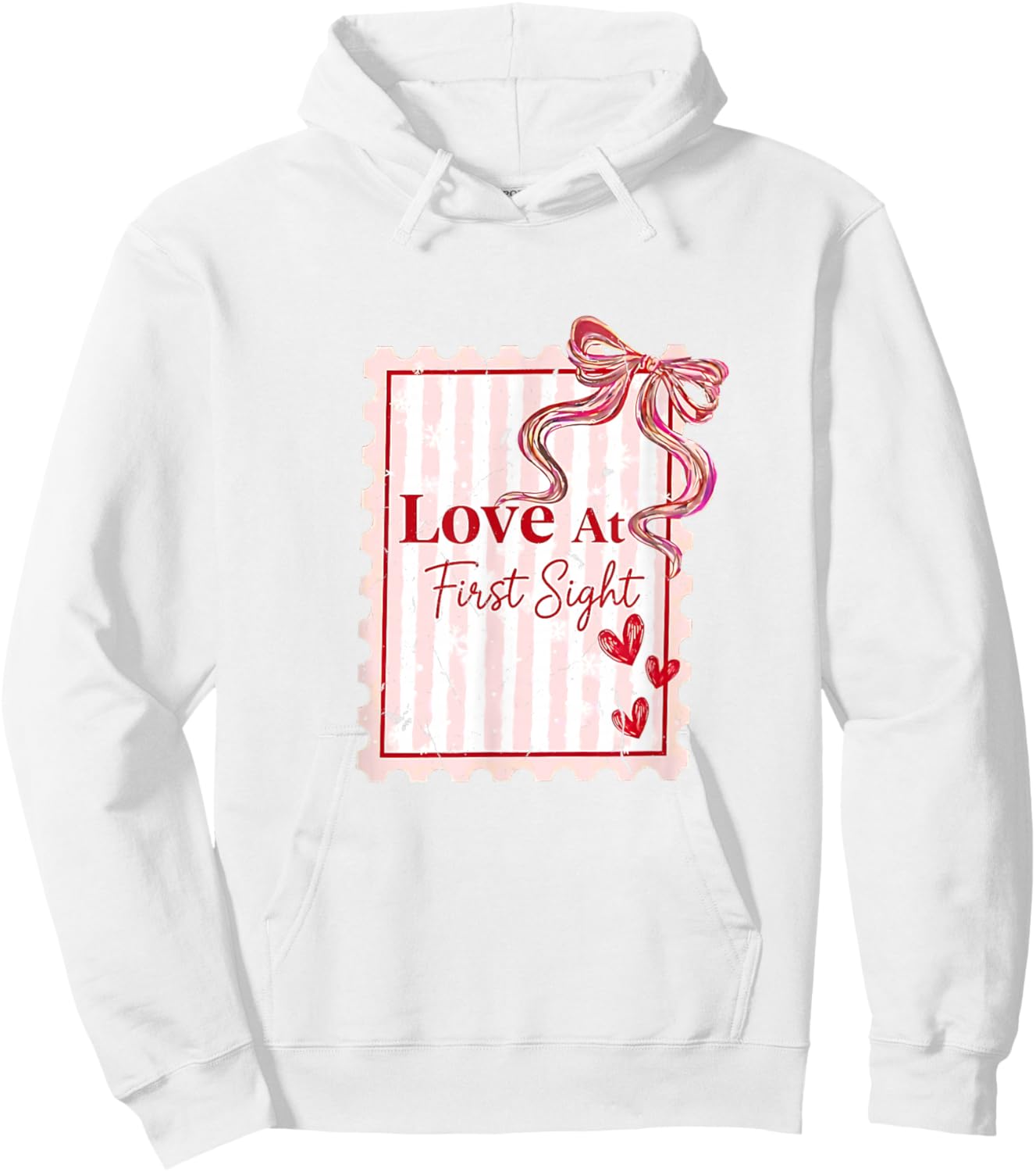 Love at First Sight Cute Valentines Days Stamp Hoodie - Hoodie | White