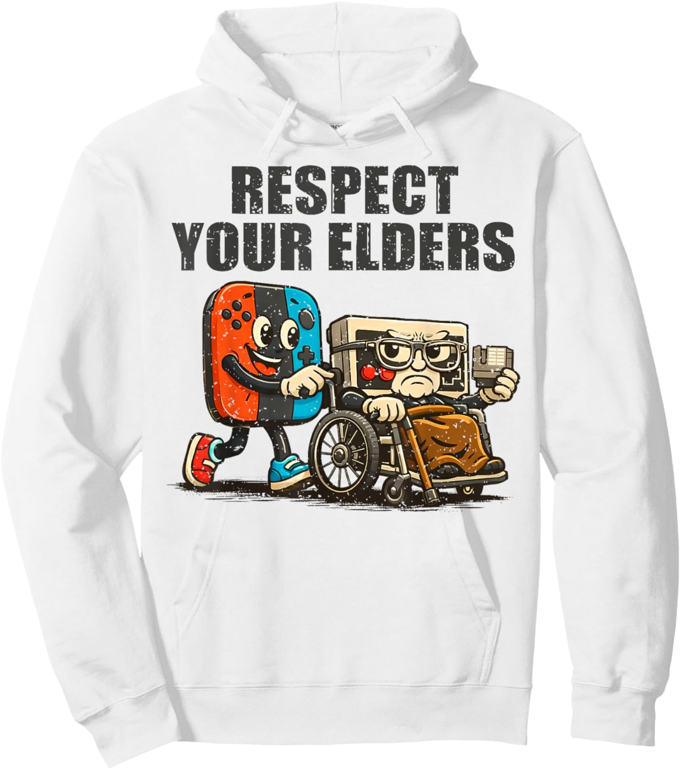 Respect Your Elders Retro Gaming Funny Gamer Controller 80s Hoodie - Hoodie | White