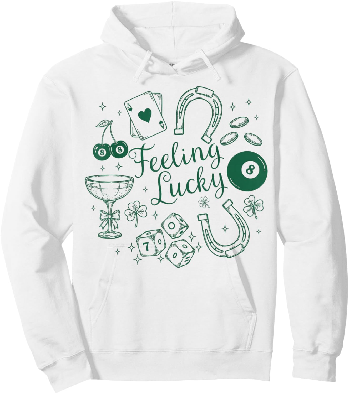 Feeling Lucky Irish Shamrocks Patrick's Day Men Women Hoodie - Hoodie | White