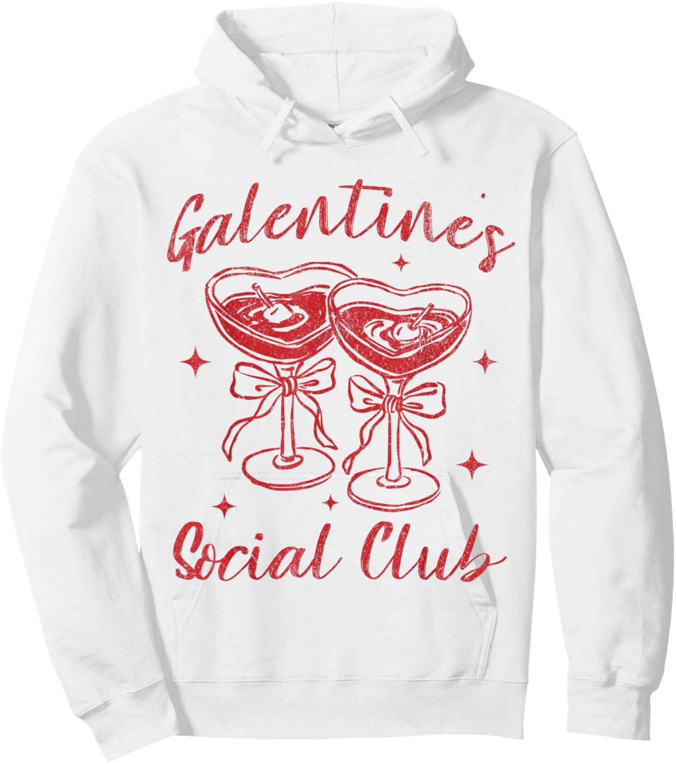 Valentines Day Galentine's Social Club Cherries Coquette Bow Hoodie - Hoodie | White
