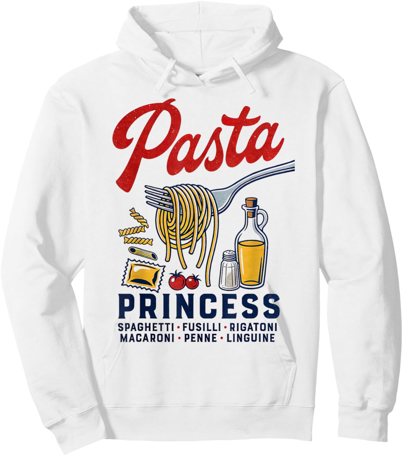 Pasta Princess Retro Italian Noodle Foodie Lover Hoodie - Hoodie | White