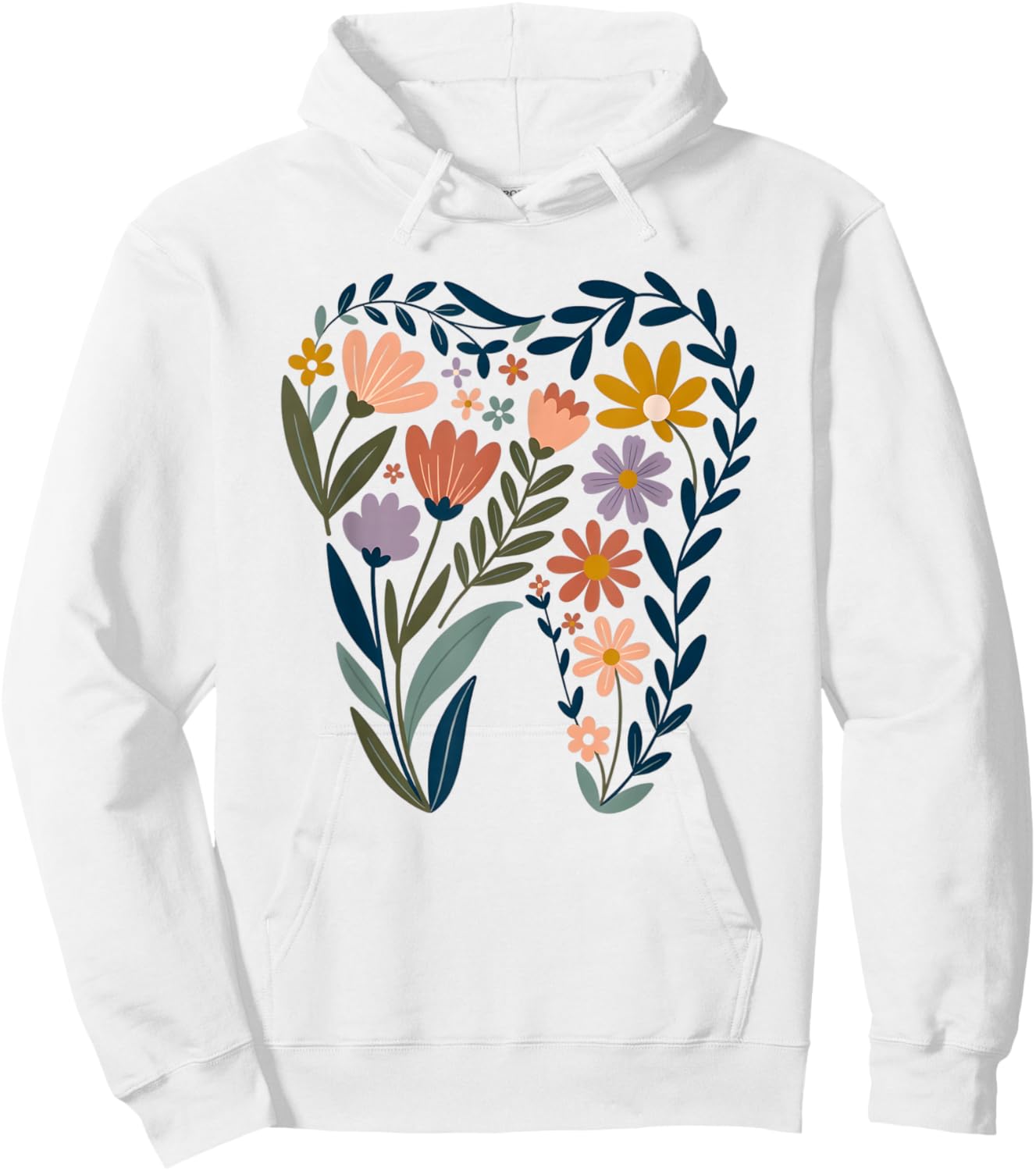 Boho Floral Tooth Flower Dentist Student Dental Assistant Hoodie - Hoodie | White