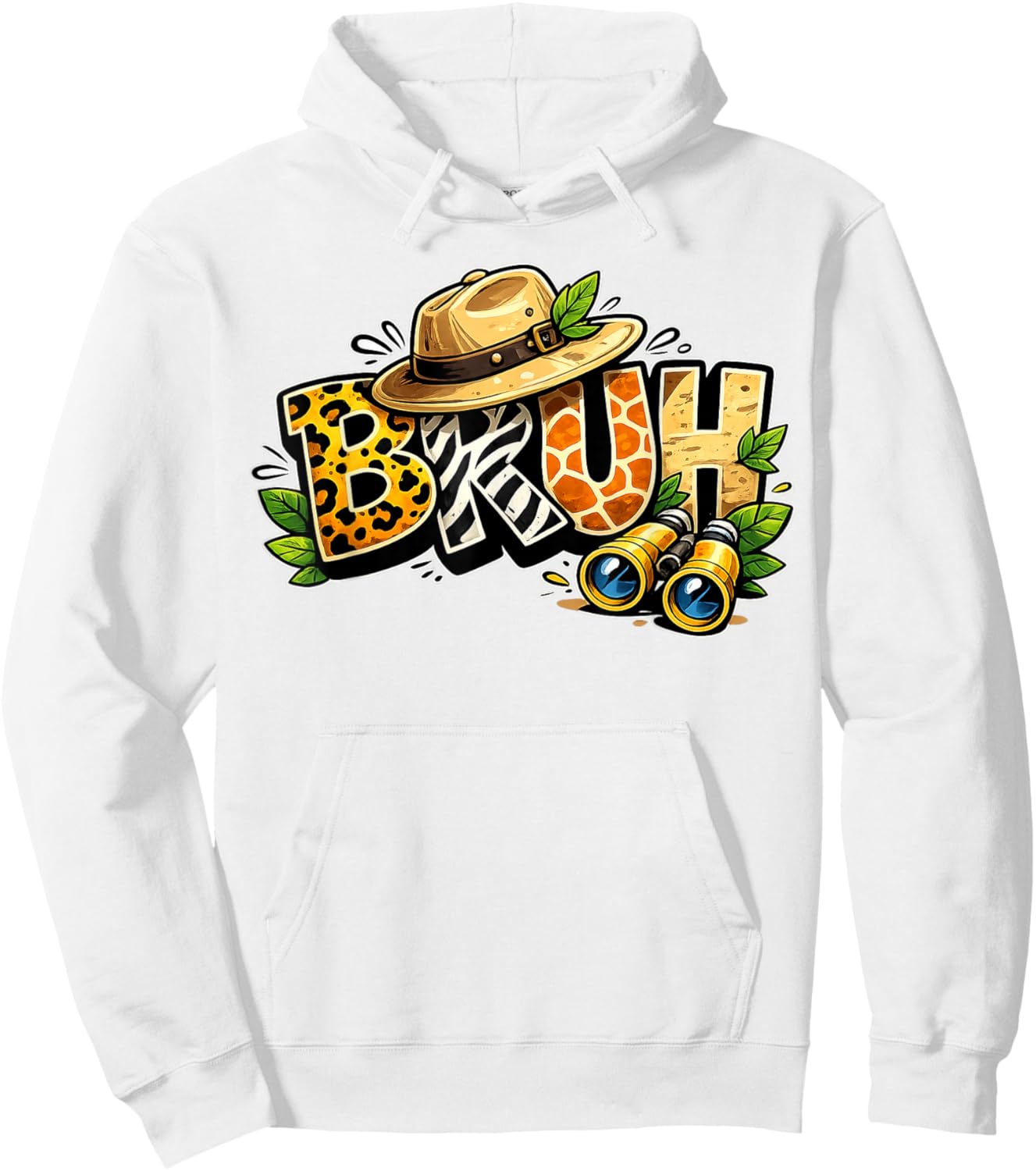 Bruh Safari Zookeeper Funny Animal Print Wildlife Boys Kids Hoodie - Hoodie | White