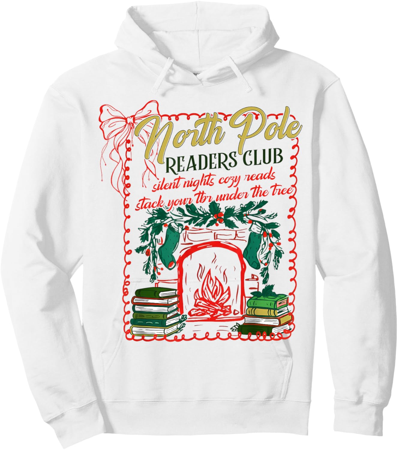 North Pole Readers Club, Coquette Merry Christmas Book Lover Hoodie - Hoodie | White