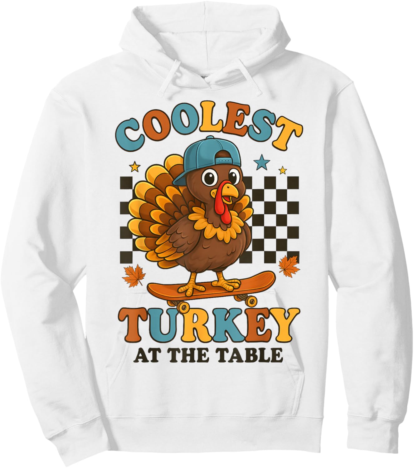 Coolest Turkey at Table Thanksgiving Boys Kids Toddler Hoodie - Hoodie | White