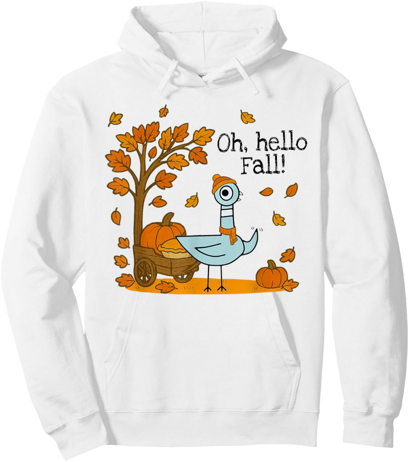 Oh, Hello Fall Pigeon Autumn Pumpkin Season Teachers Kids Hoodie - Hoodie | White