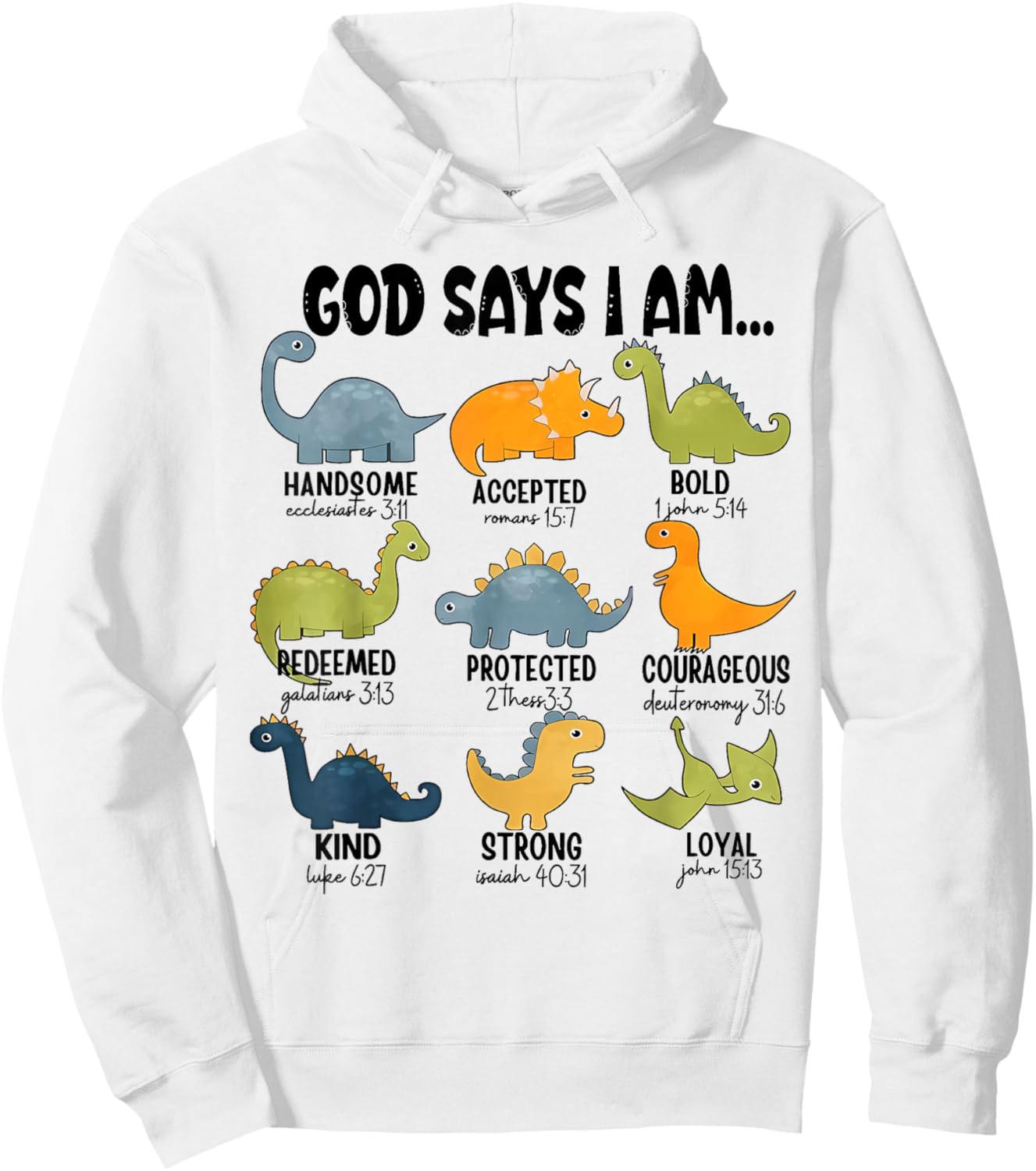 God Says I Am Outer Space Dinosaur Bible Christian Kids Boys Hoodie - Hoodie | White