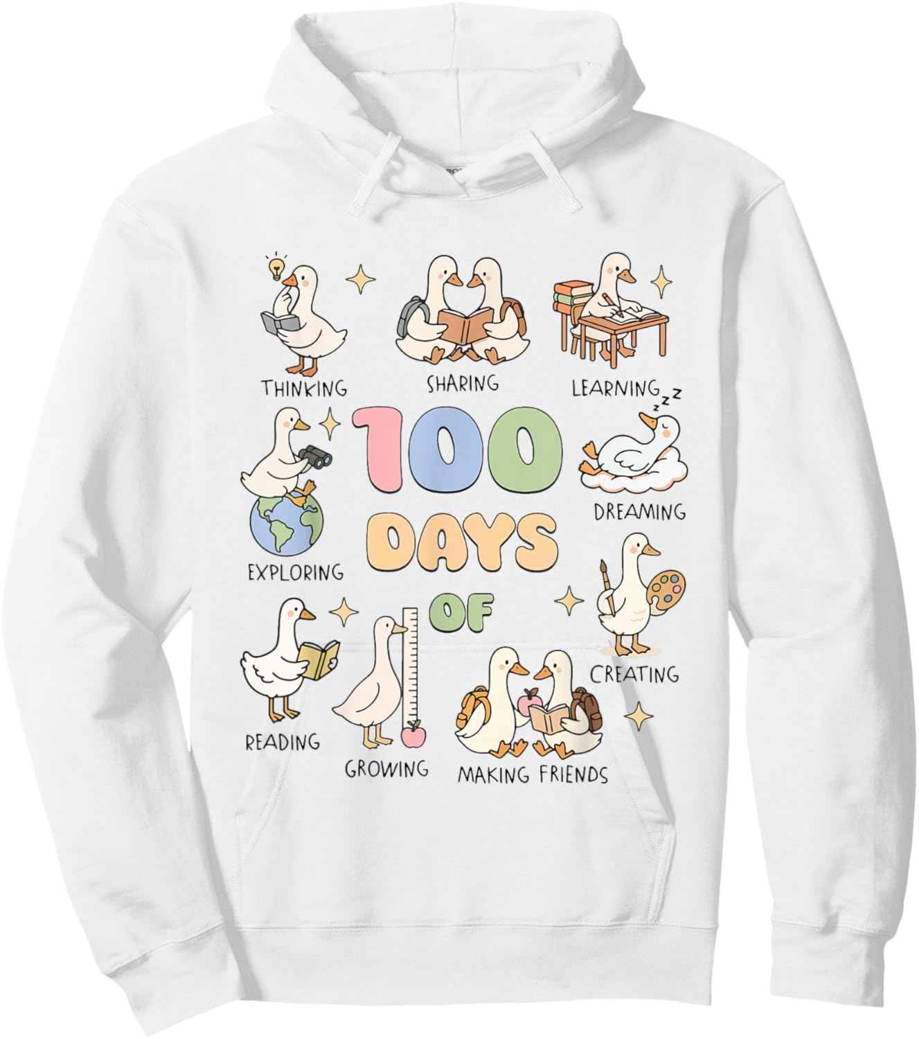 100 Days of School Goose Teacher Classroom 100 Days Smarter Hoodie - Hoodie | White