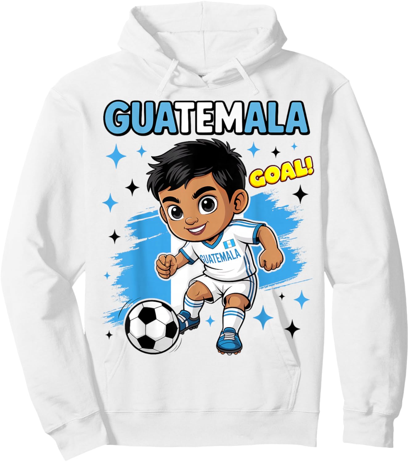 Guatemala Kid Goal Cartoon Guatemalan Flag for Kids Hoodie - Hoodie | White