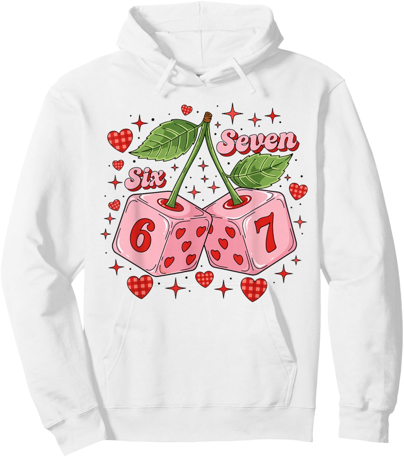 Preppy 67 Valentine Six Seven Dice Cherry 6 7 Men Women Kids Hoodie - Hoodie | White
