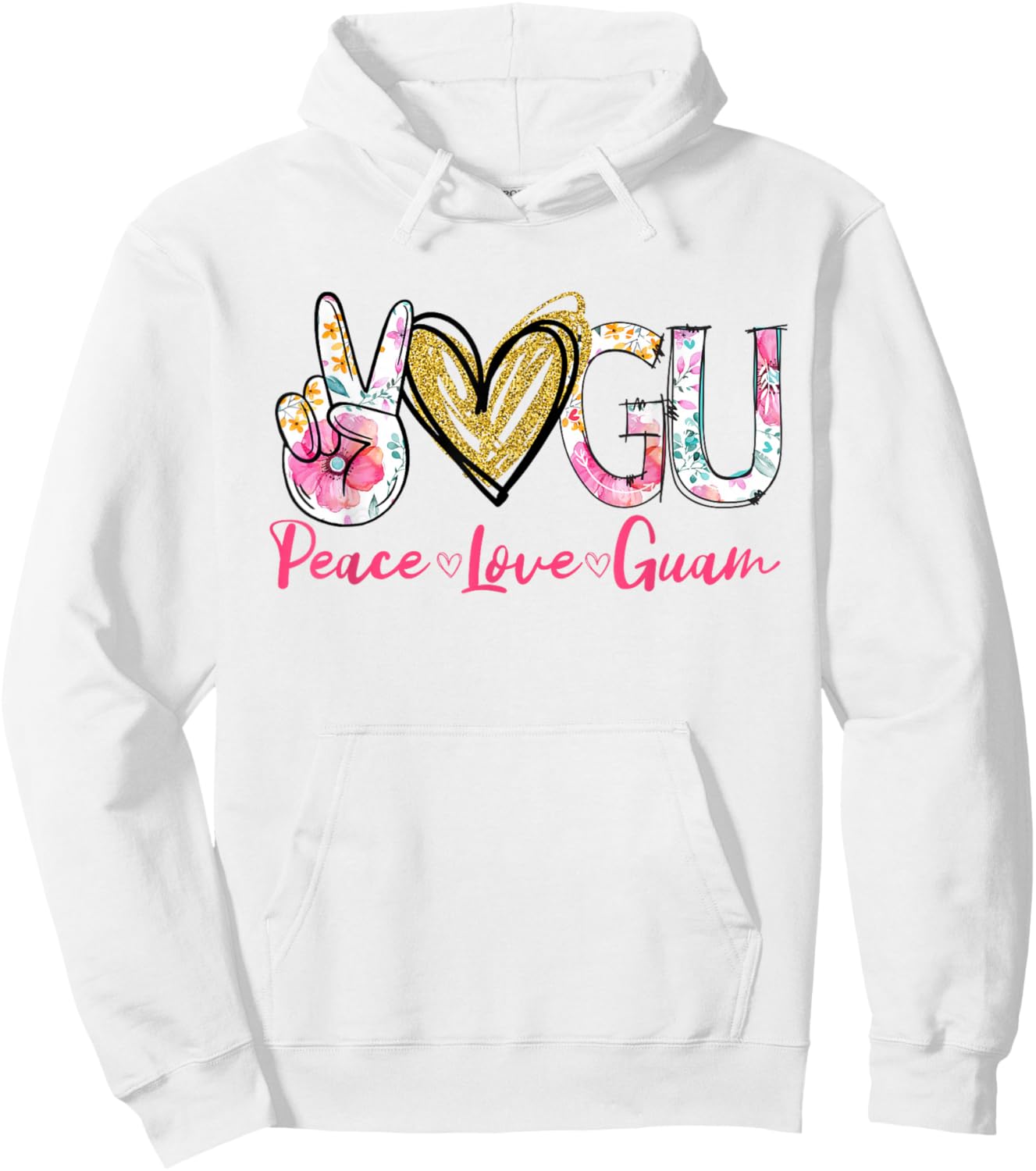 Peace Love Guam Floral Vintage Guam Pride State Hoodie - Hoodie | White