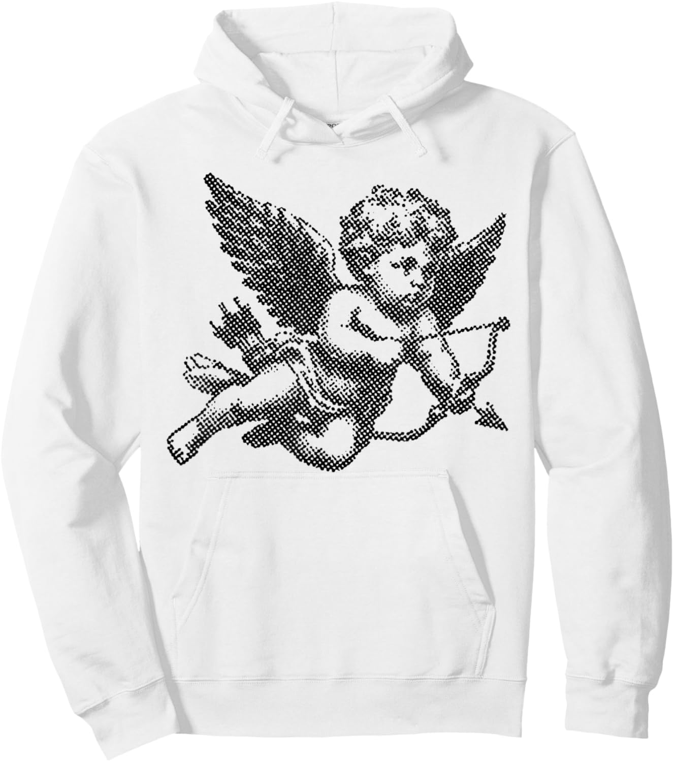Vintage Cupid Cherub Black and White Hoodie - Hoodie | White