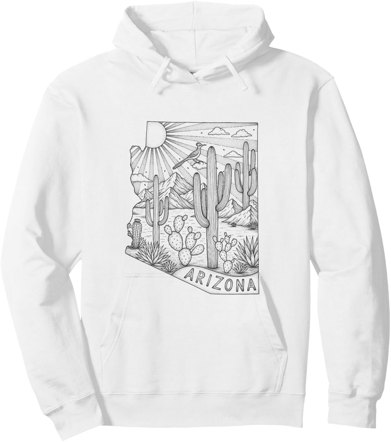 Vintage Arizona Map Desert Drawing Design Hoodie - Hoodie | White