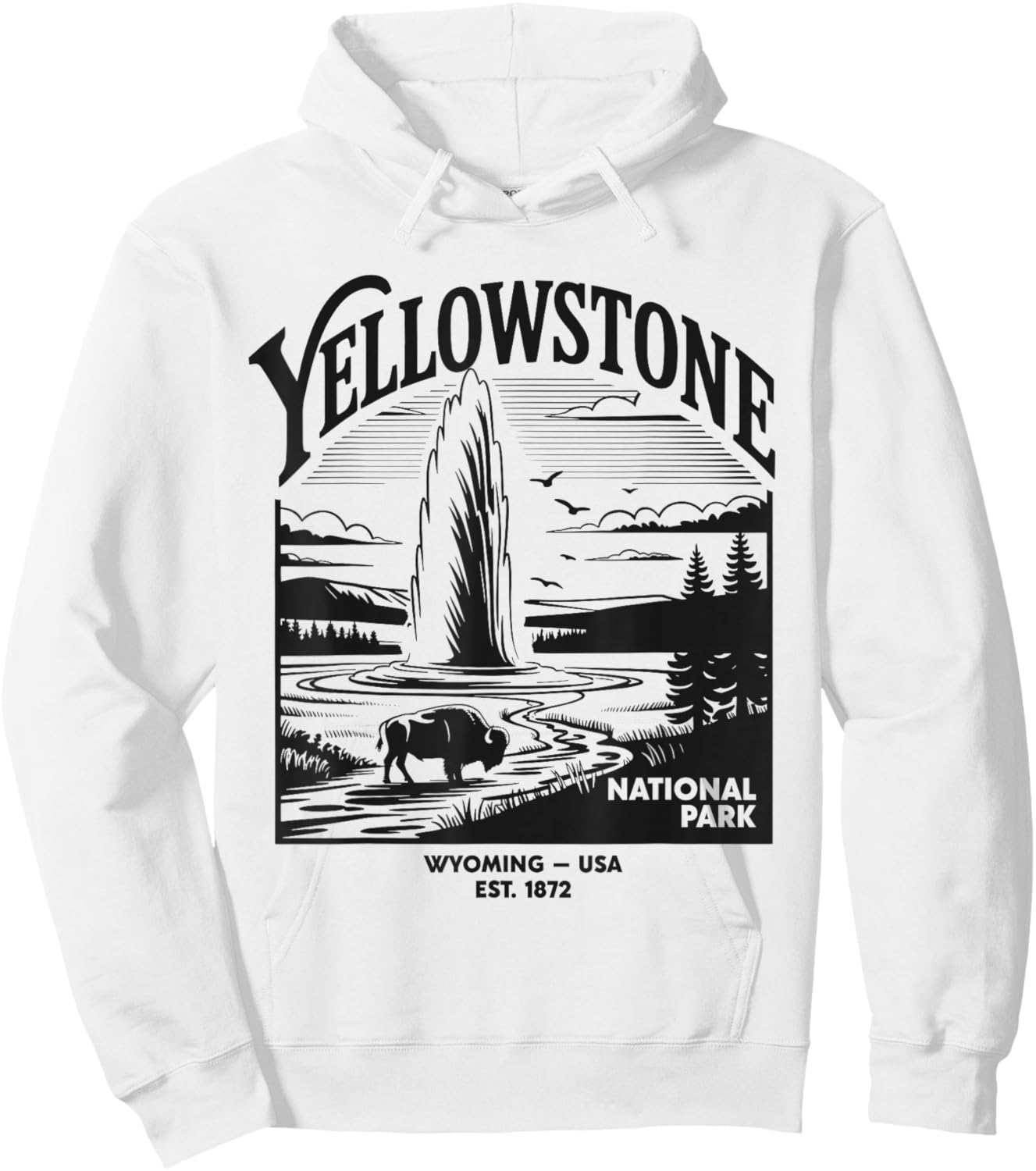 Yellowstone National Park Wyoming Geyser USA Retro Vintage Hoodie - Hoodie | White