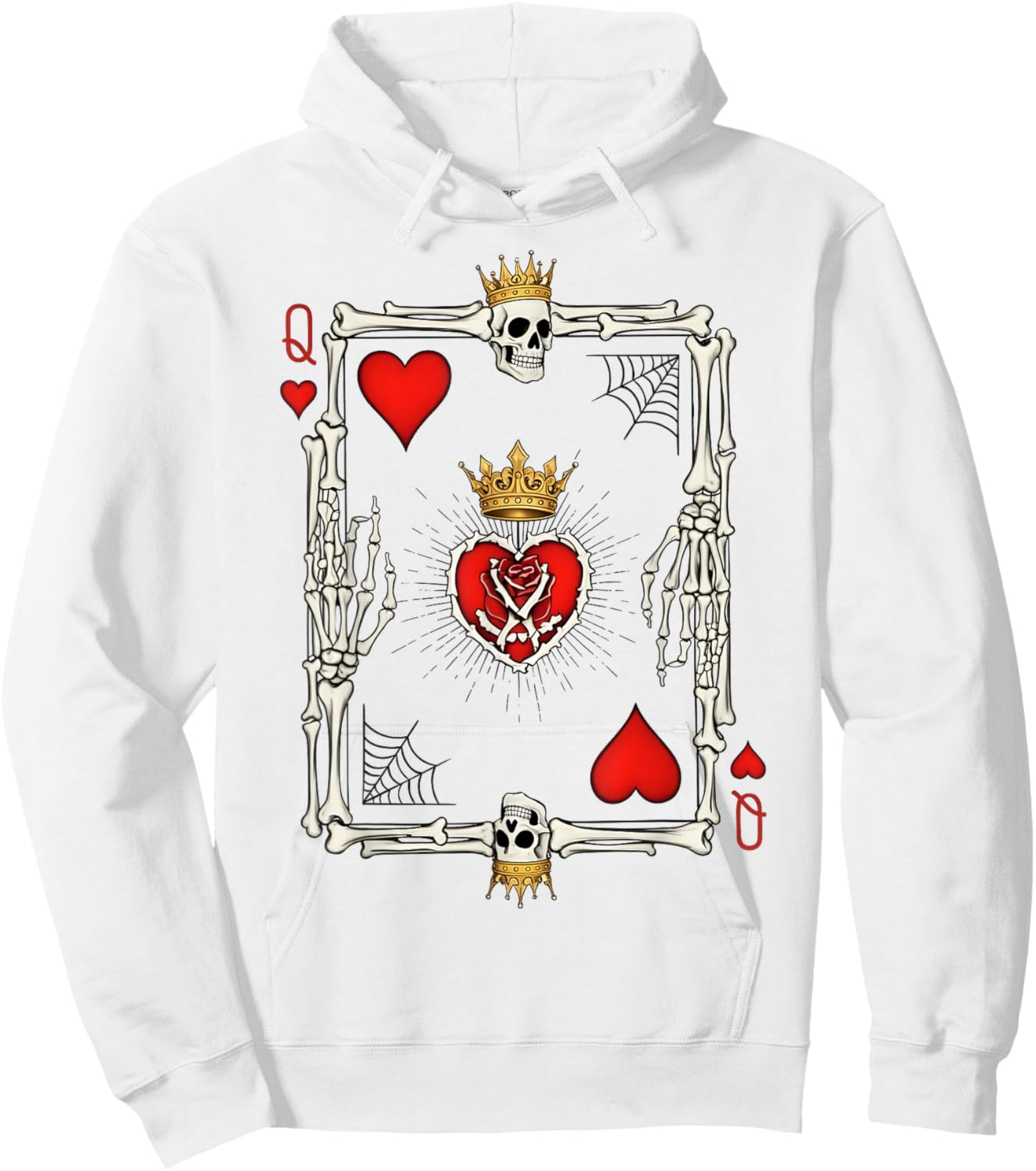 Valentine Halloween Queen of Hearts Card Costume Girl Women Hoodie - Hoodie | White