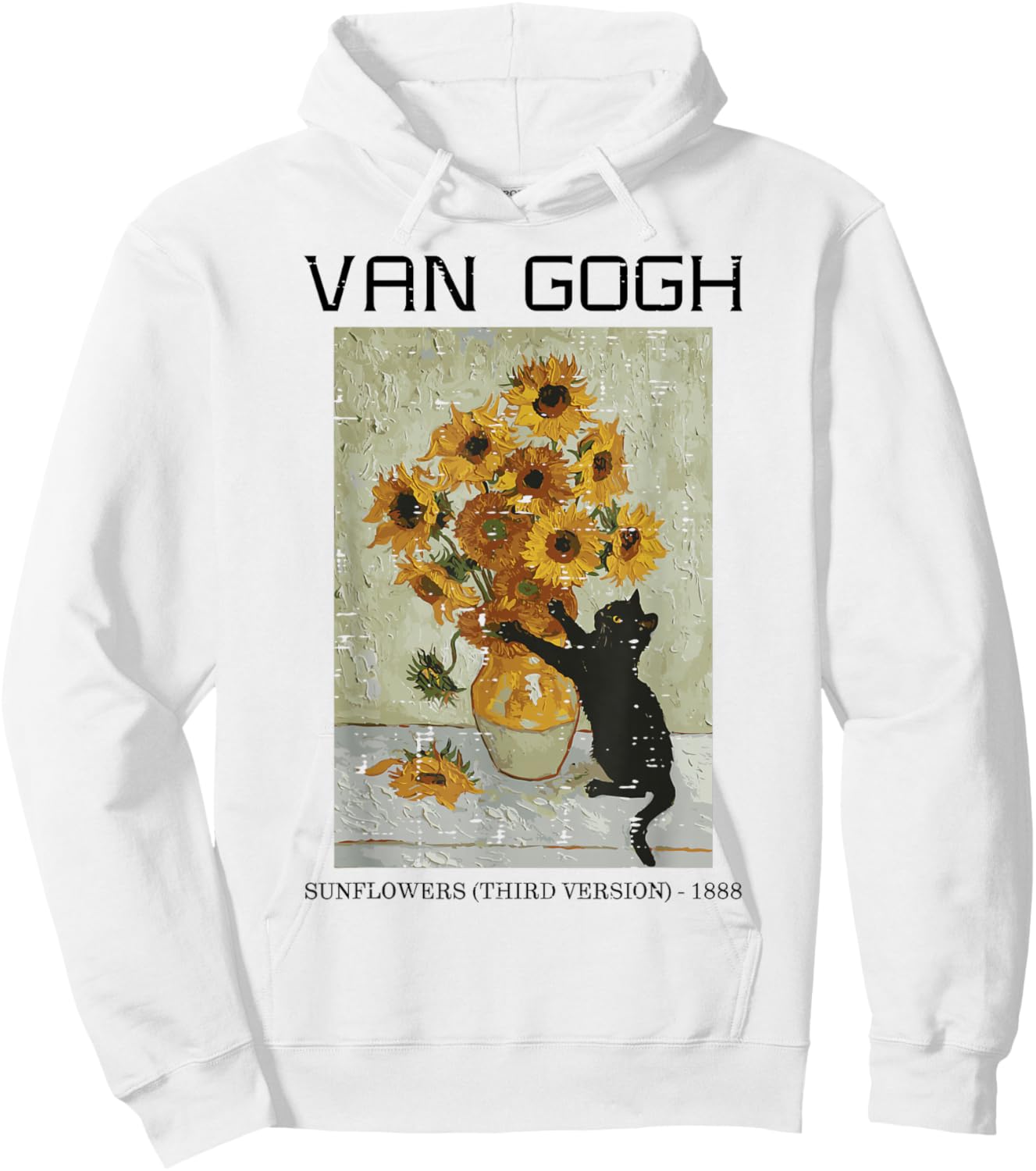 Sunflowers Cat Van Gogh Funny Painting Art Women Girls Kids Hoodie - Hoodie | White