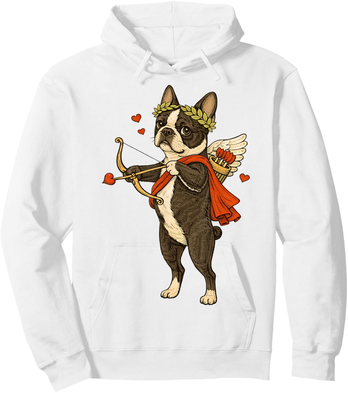 Valentine's Boston Terrier Cupid for Dog Lover Hoodie - Hoodie | White