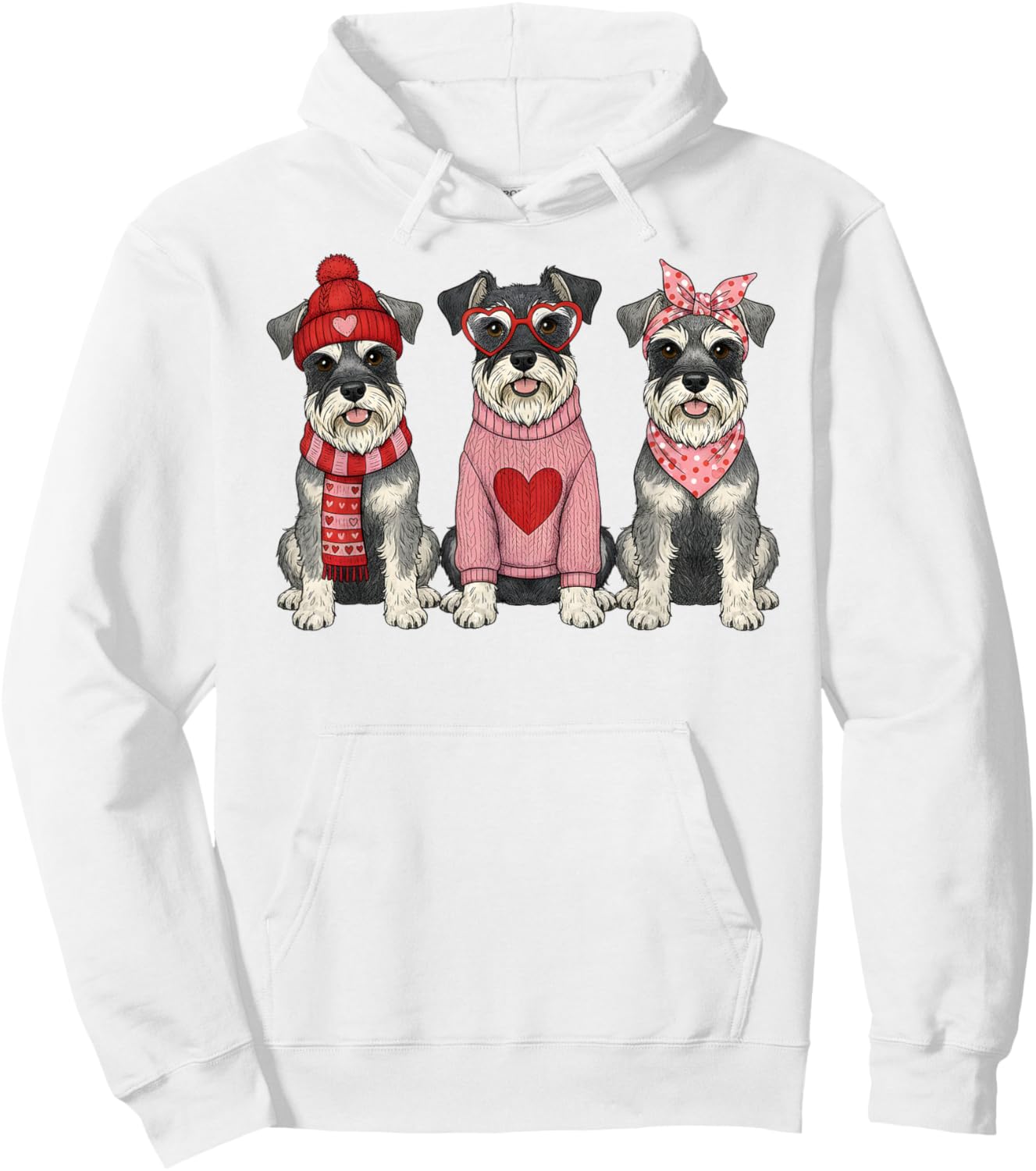 Cute Miniature Schnauzer Valentine Dog Hoodie - Hoodie | White