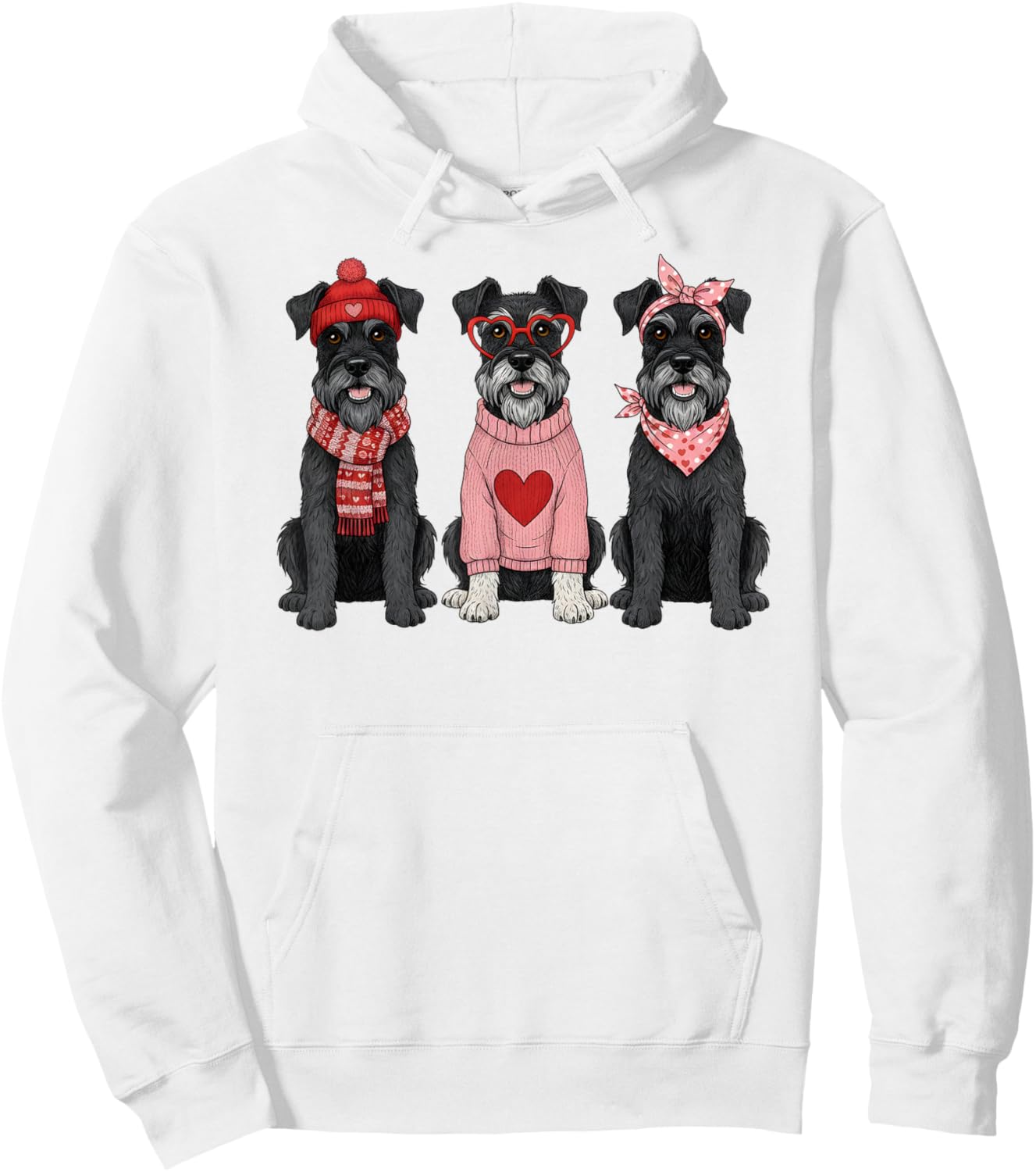 Cute Schnauzer Valentine Dog Hoodie - Hoodie | White