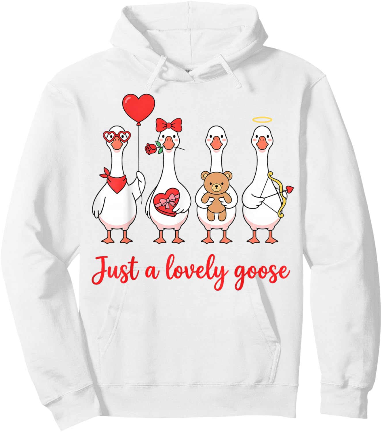 Humor Silly Goose Just A Lovely Goose Valentine's Day Couple Hoodie - Hoodie | White