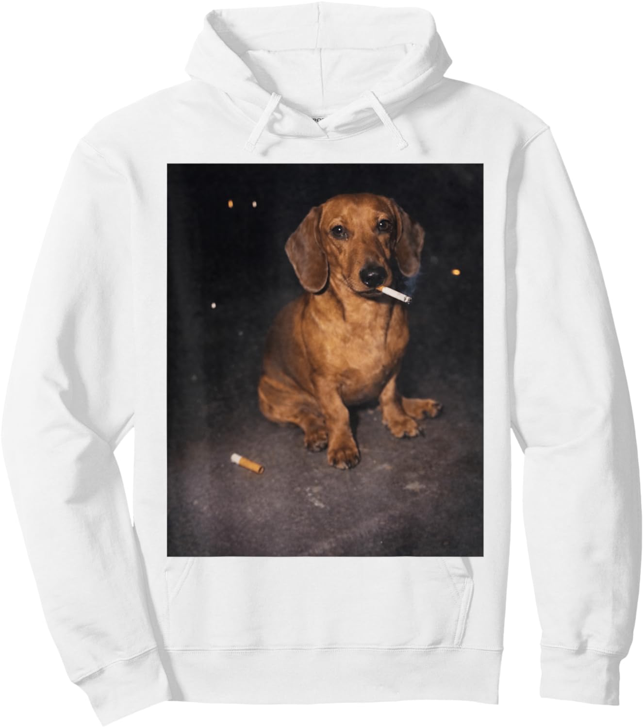 Funny Dachshund Smoking Meme Cigarette Dog Meme Street Style Hoodie - Hoodie | White