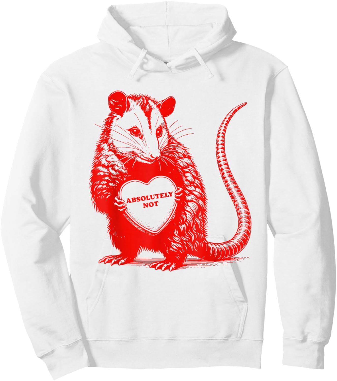 Funny Opossum Absolutely Not Valentine Graphic Hoodie - Hoodie | White