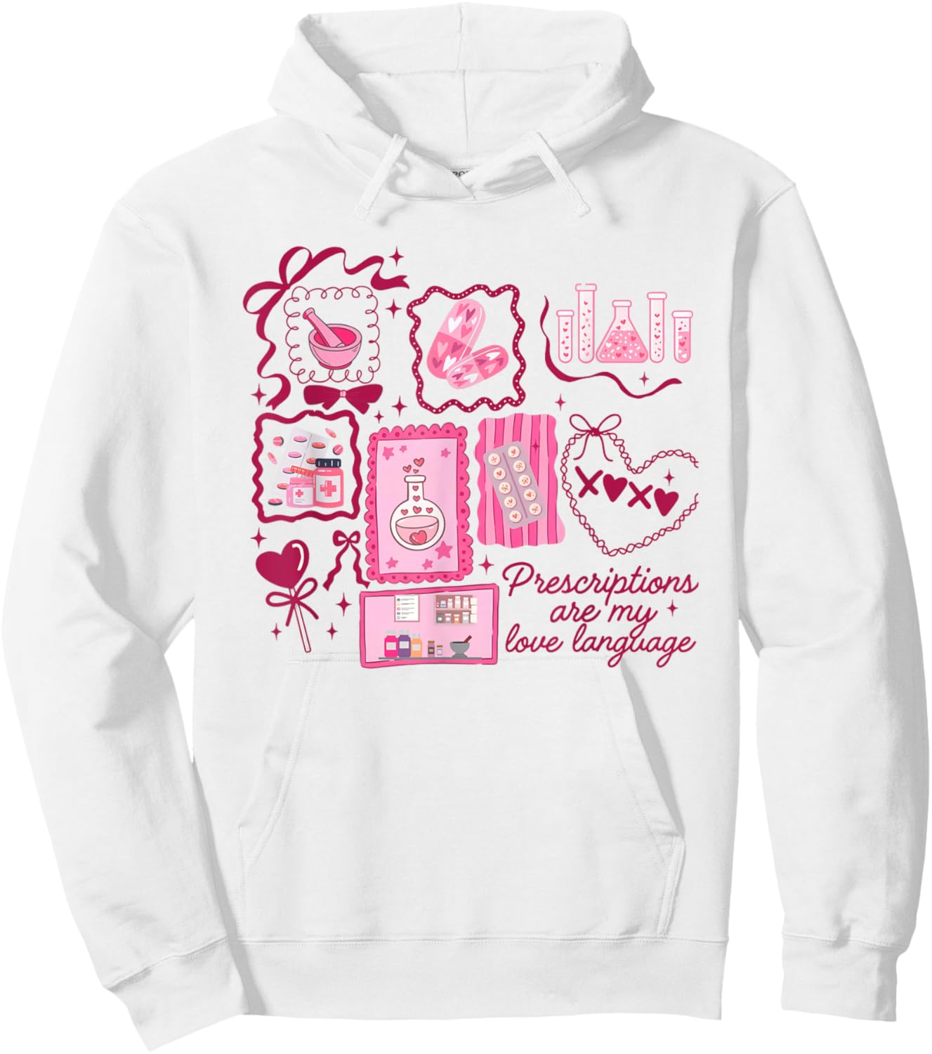 Women Pharmacy Tech Valentine Prescription Pharmacist Hoodie - Hoodie | White