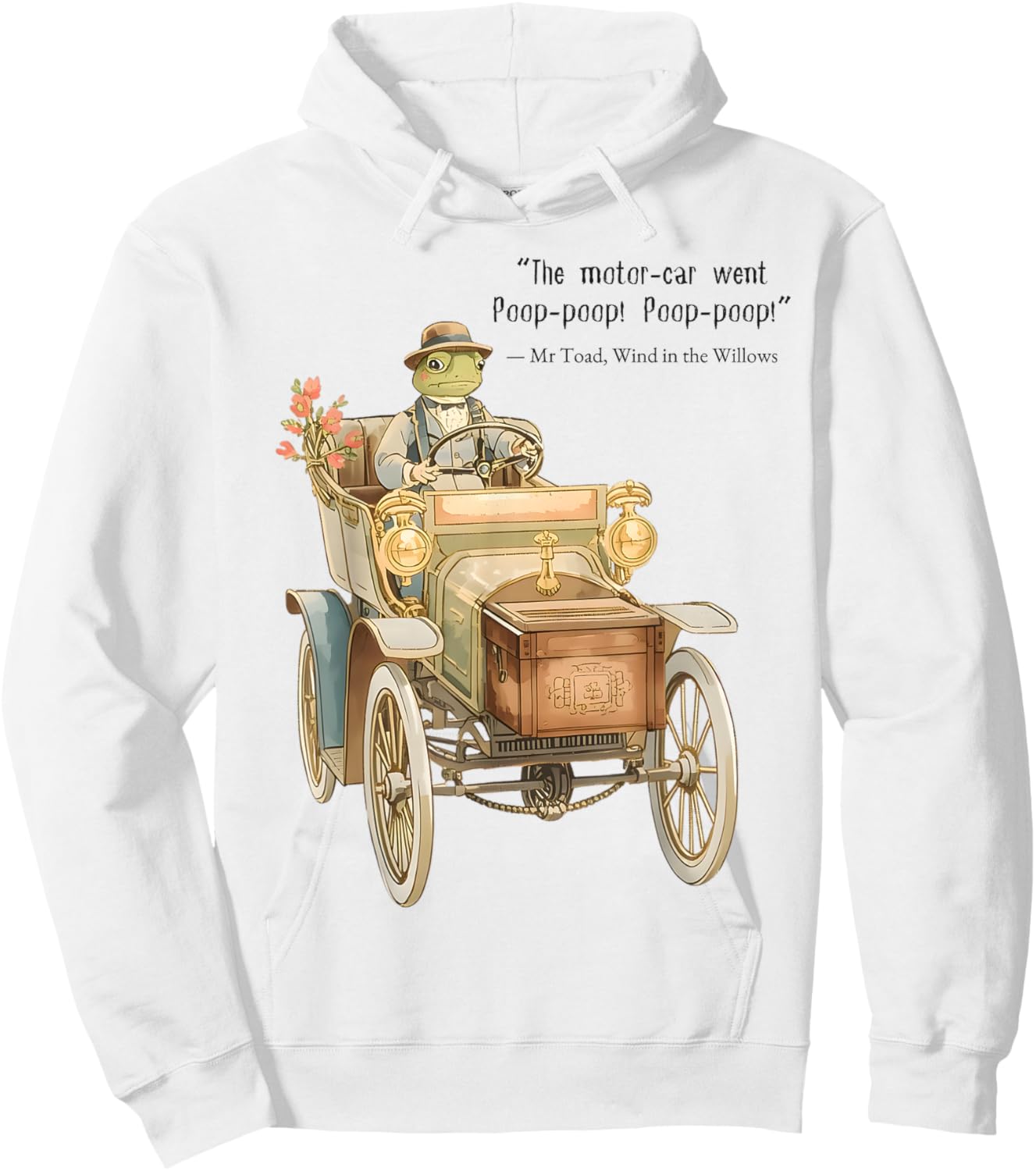 Wind in The Willows Mr Toad's Motor Car Illustration Vintage Hoodie - Hoodie | White