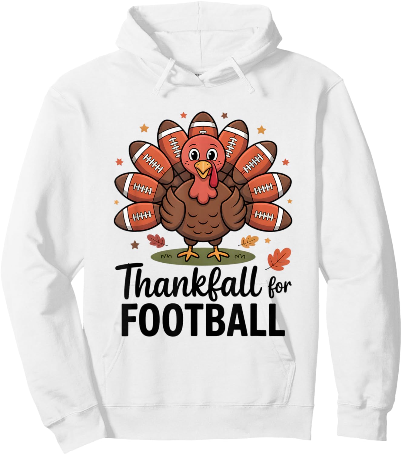 Thankful Football Turkey Thanksgiving Fall Boys Men Women Hoodie - Hoodie | White