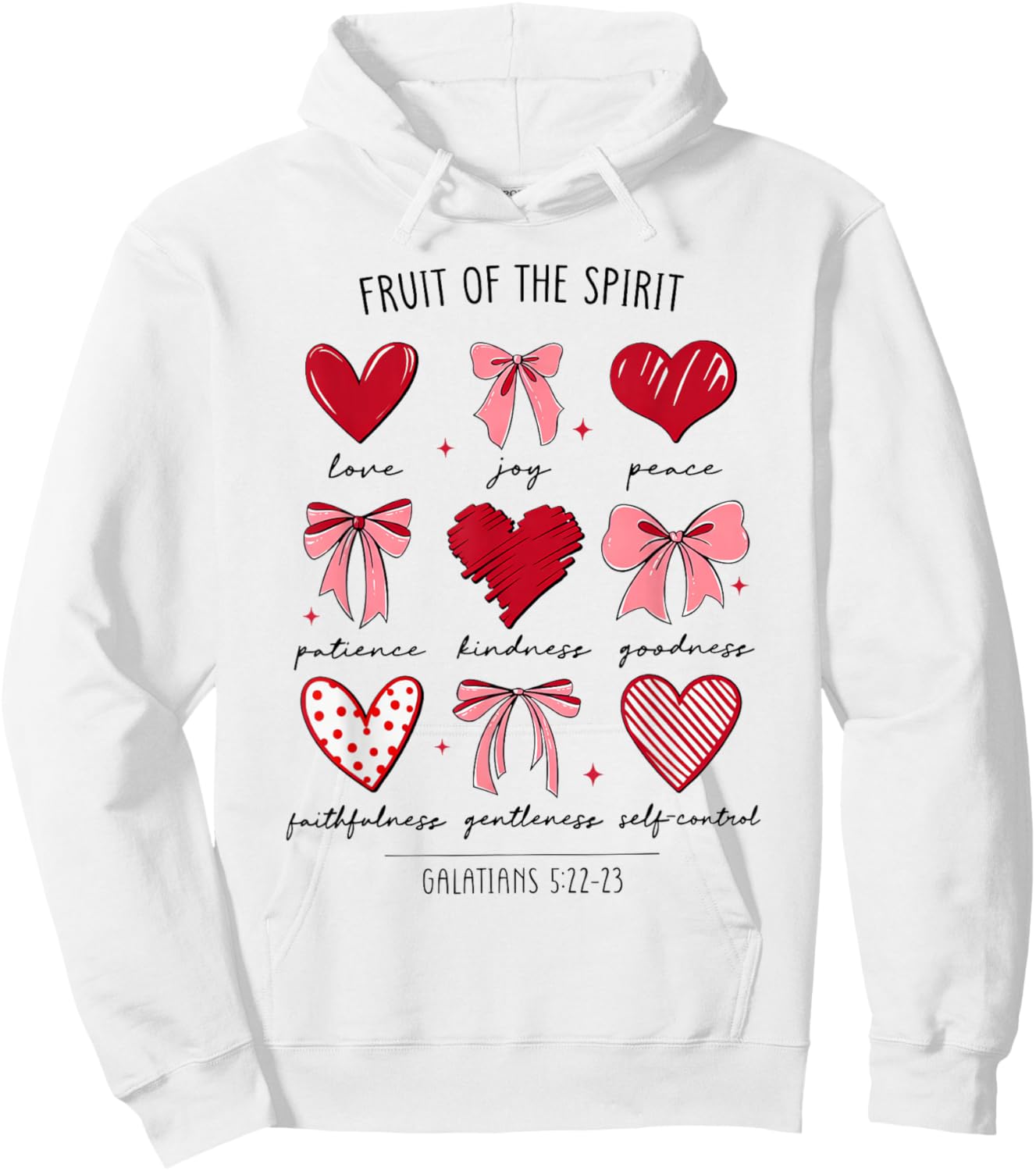 Fruit of The Spirit Christian Hearts Galatians 5:22-23 Hoodie - Hoodie | White