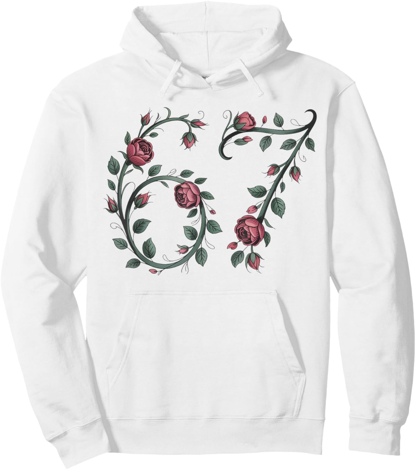 Retro Cute Floral 67 Rose Valentines Day Funny Love 67 Hoodie - Hoodie | White