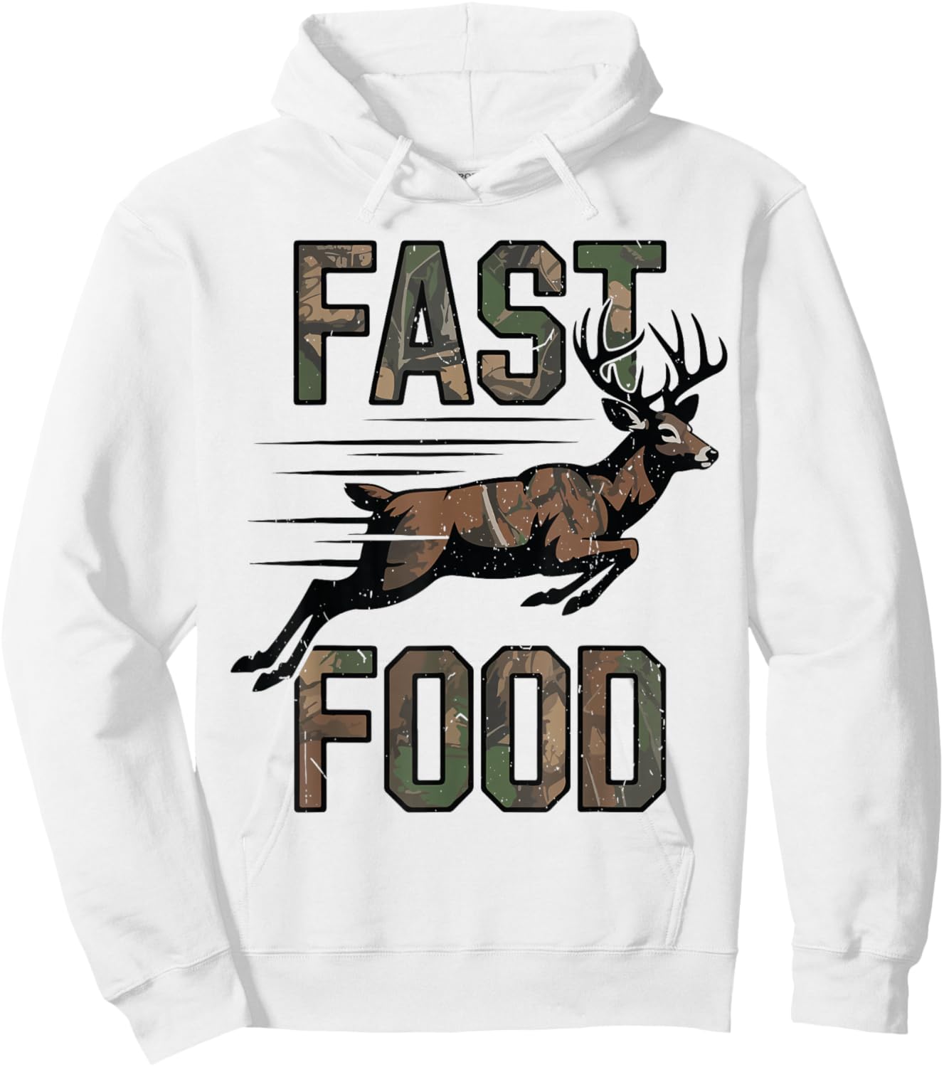 Camo Deer Hunting Youth Boys Fast Food Funny Hunting Humor Hoodie - Hoodie | White