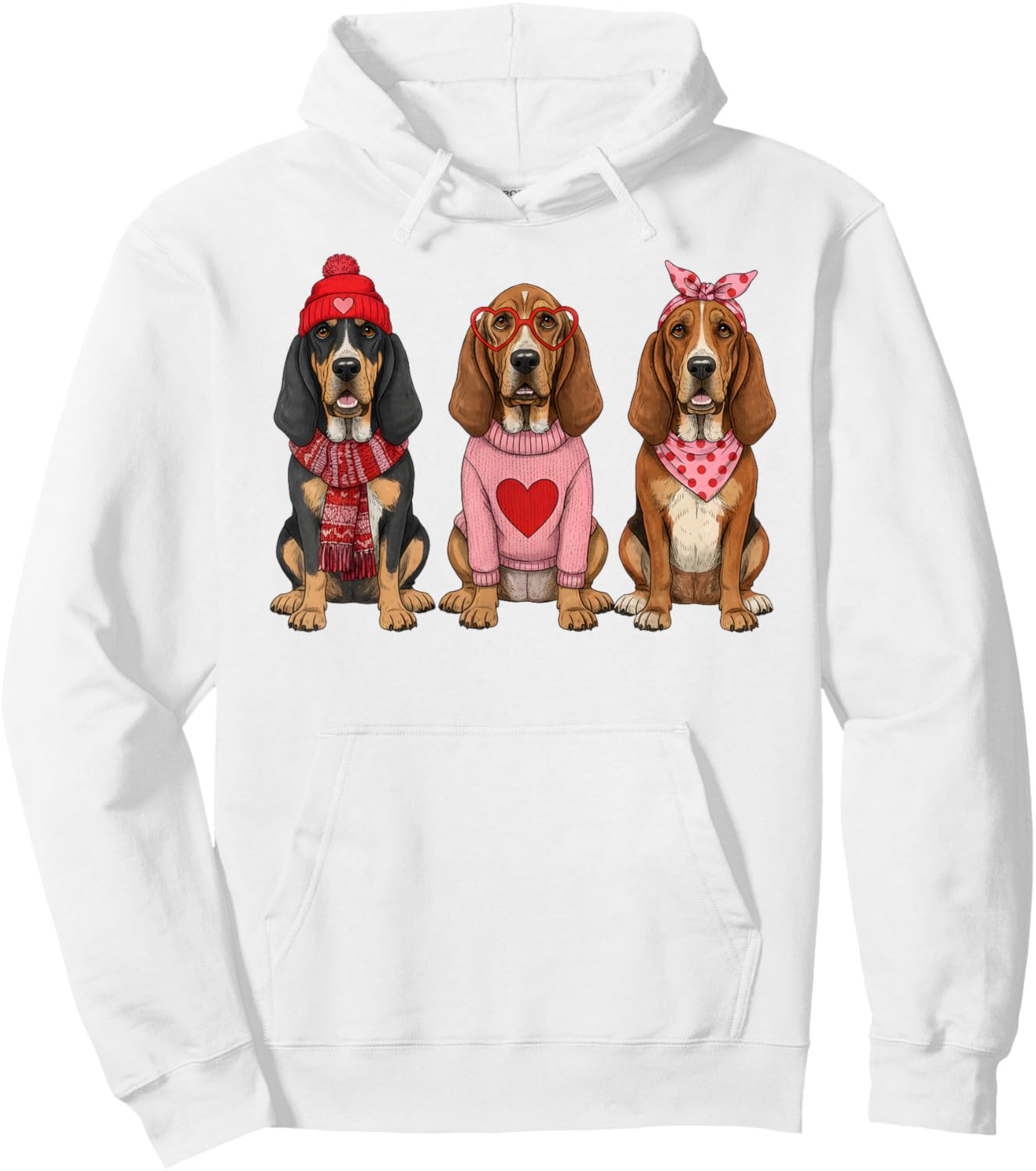 Cute Bloodhound Valentine Dog Hoodie - Hoodie | White