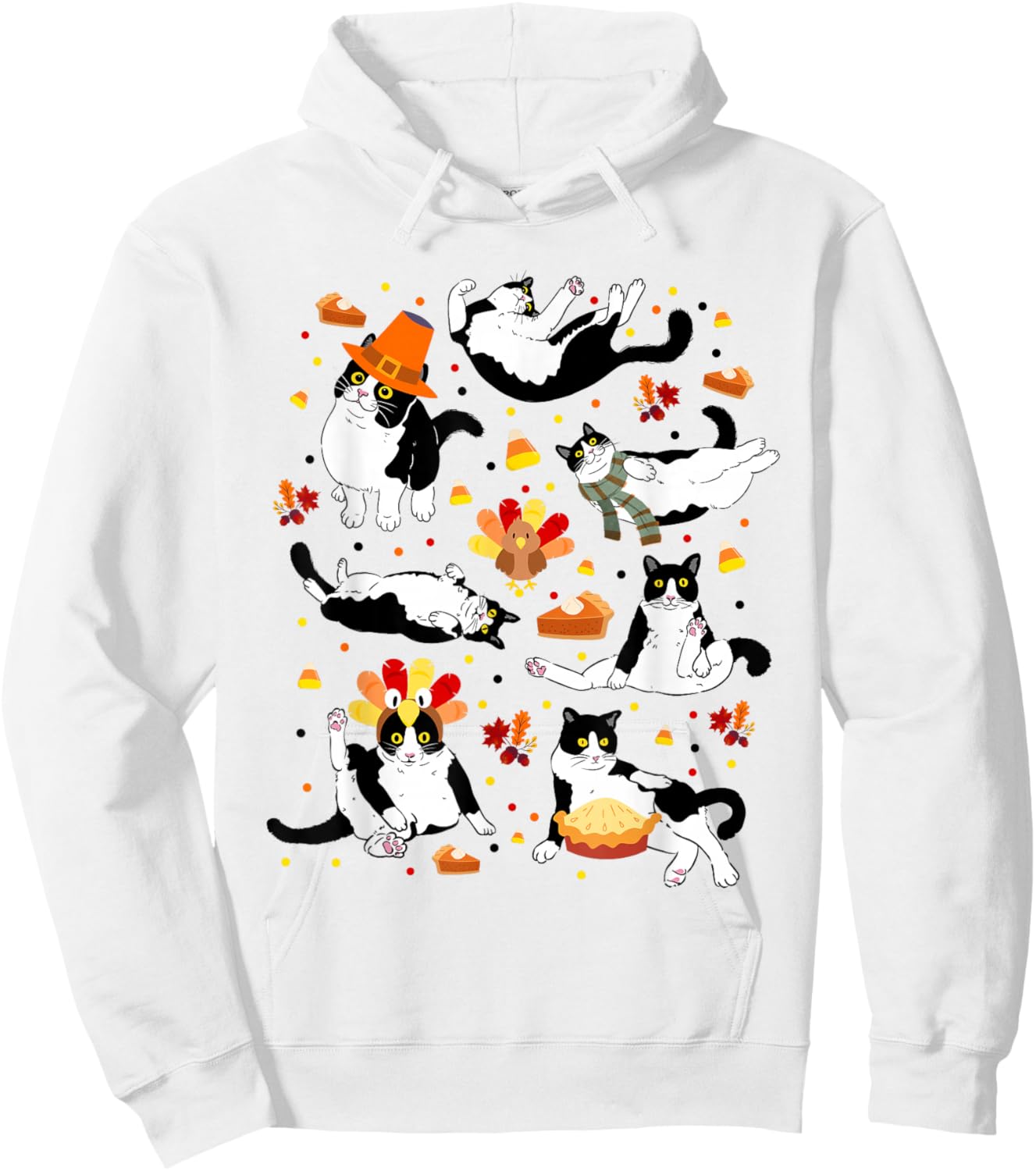 Funny Tuxedo Cat Fall Season Cute Cat Autumn Kids Men Women Hoodie - Hoodie | White