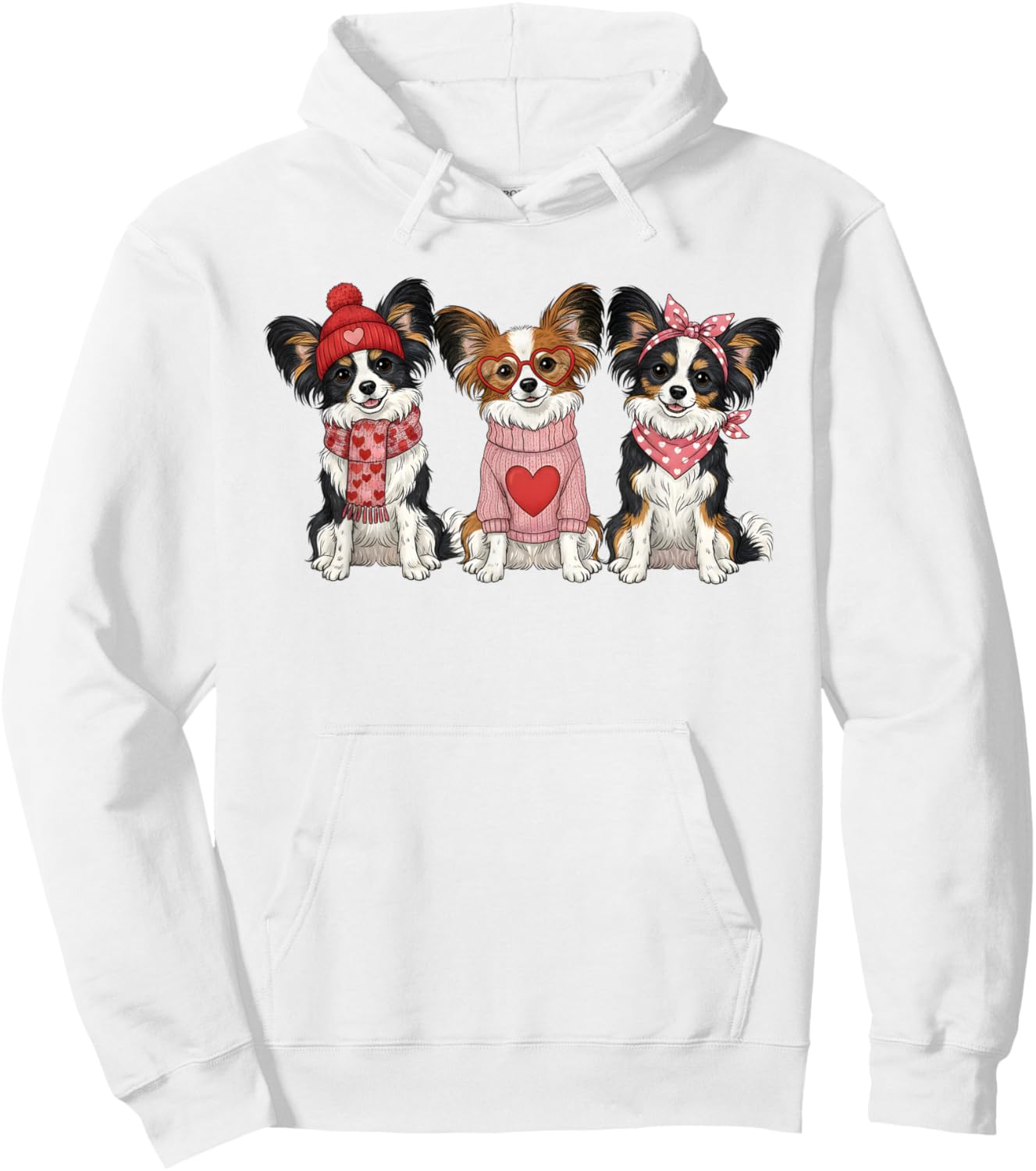Cute Papillon Dog Valentine Hoodie - Hoodie | White