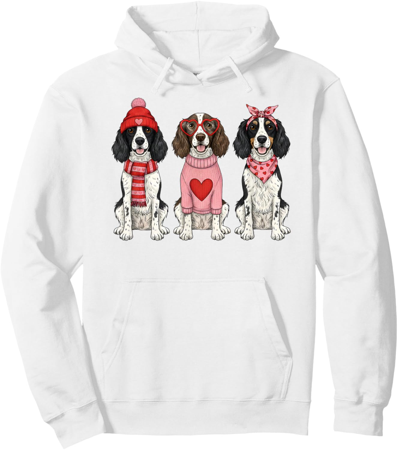 Cute English Springer Spaniel Valentine Dog Hoodie - Hoodie | White