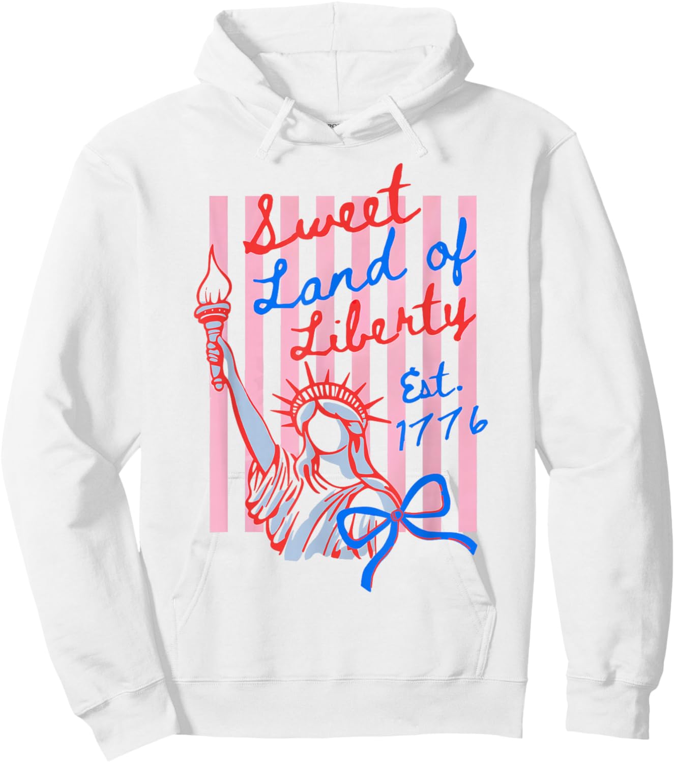 Sweet Land of Liberty Est 1776 4th July USA Flag Men Women Hoodie - Hoodie | White