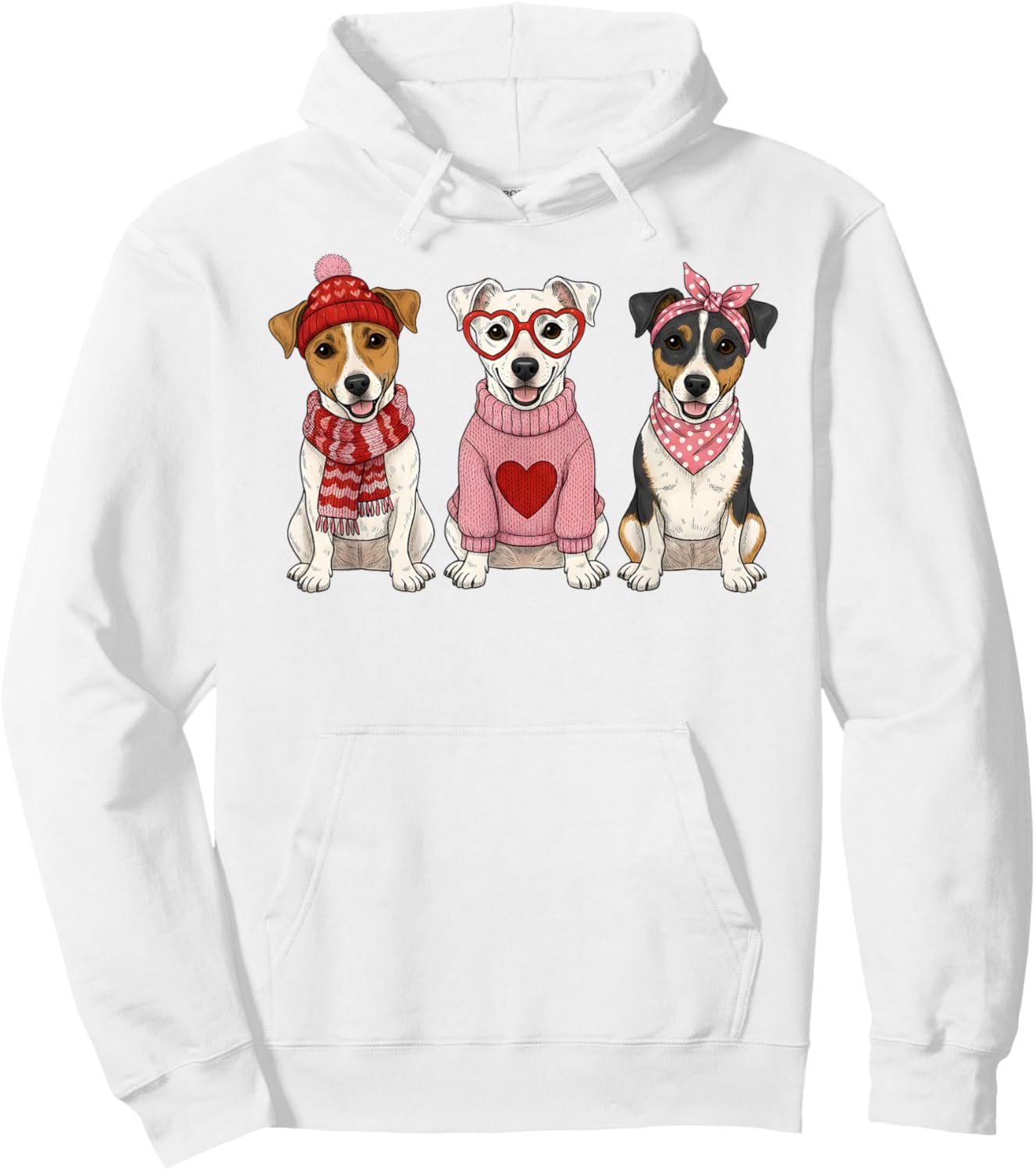 Cute Jack Russell Terrier Valentine Dog Hoodie - Hoodie | White