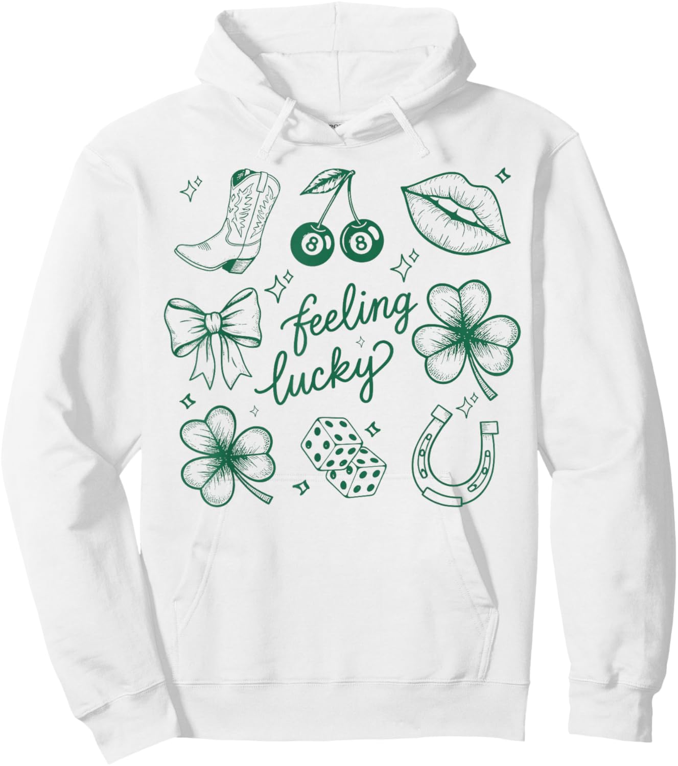 Feeling Lucky Irish Shamrocks Patrick's Day Men Women Hoodie - Hoodie | White
