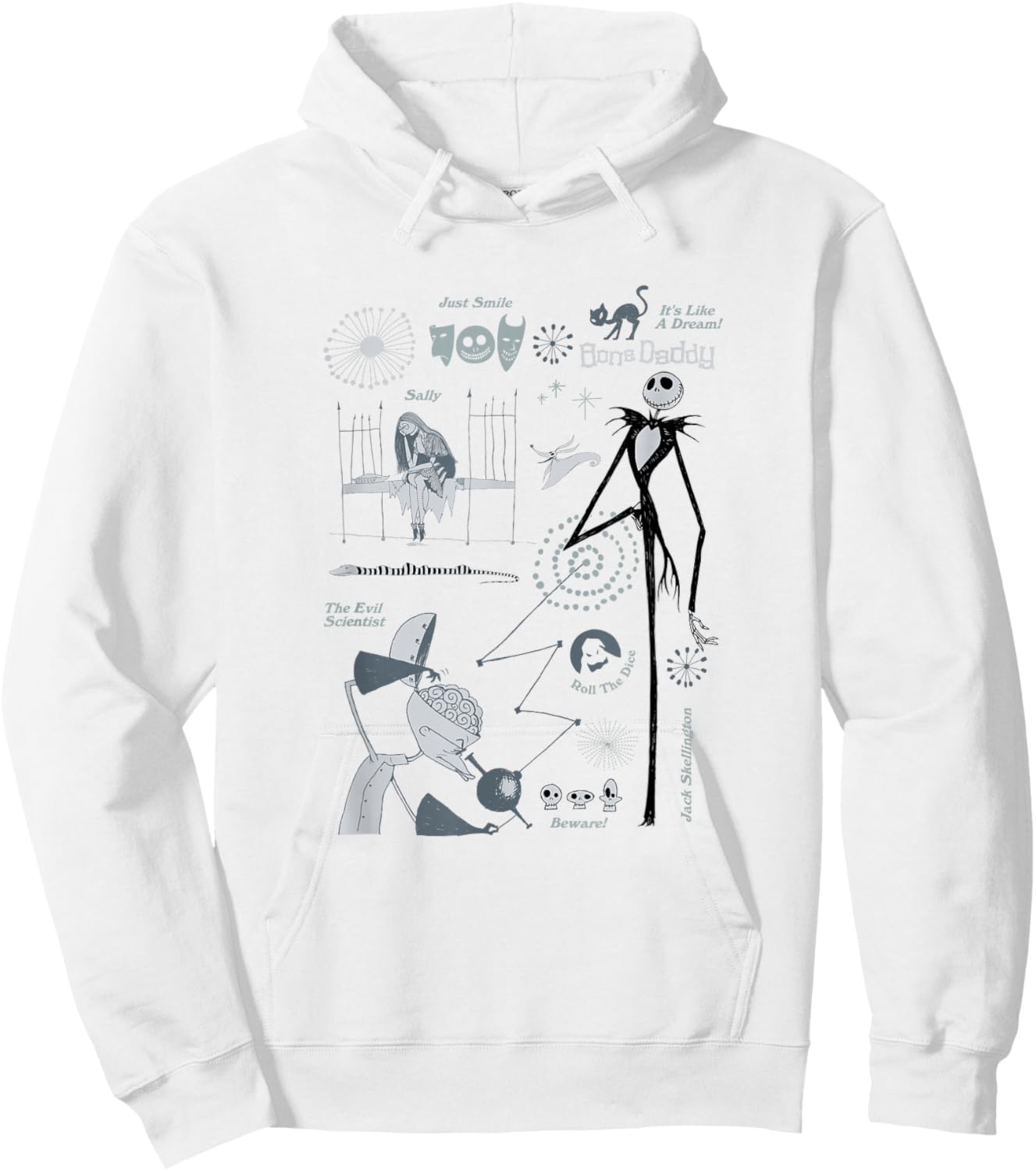 Disney The Nightmare Before Christmas Jack and Sally Vintage Hoodie - Hoodie | White