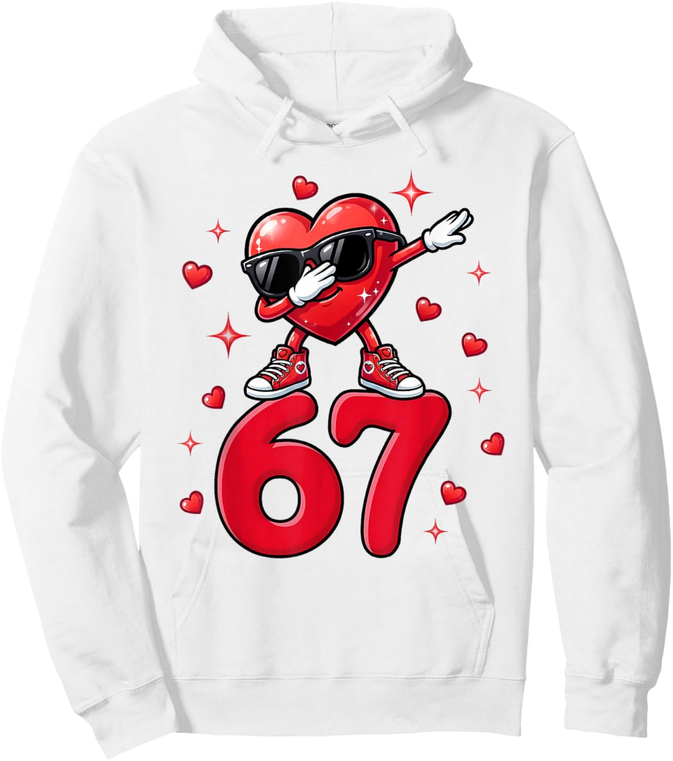 Valentine Day Six Seven Meme Dabbing 67 Bruh Gen Z Boy Hoodie - Hoodie | White