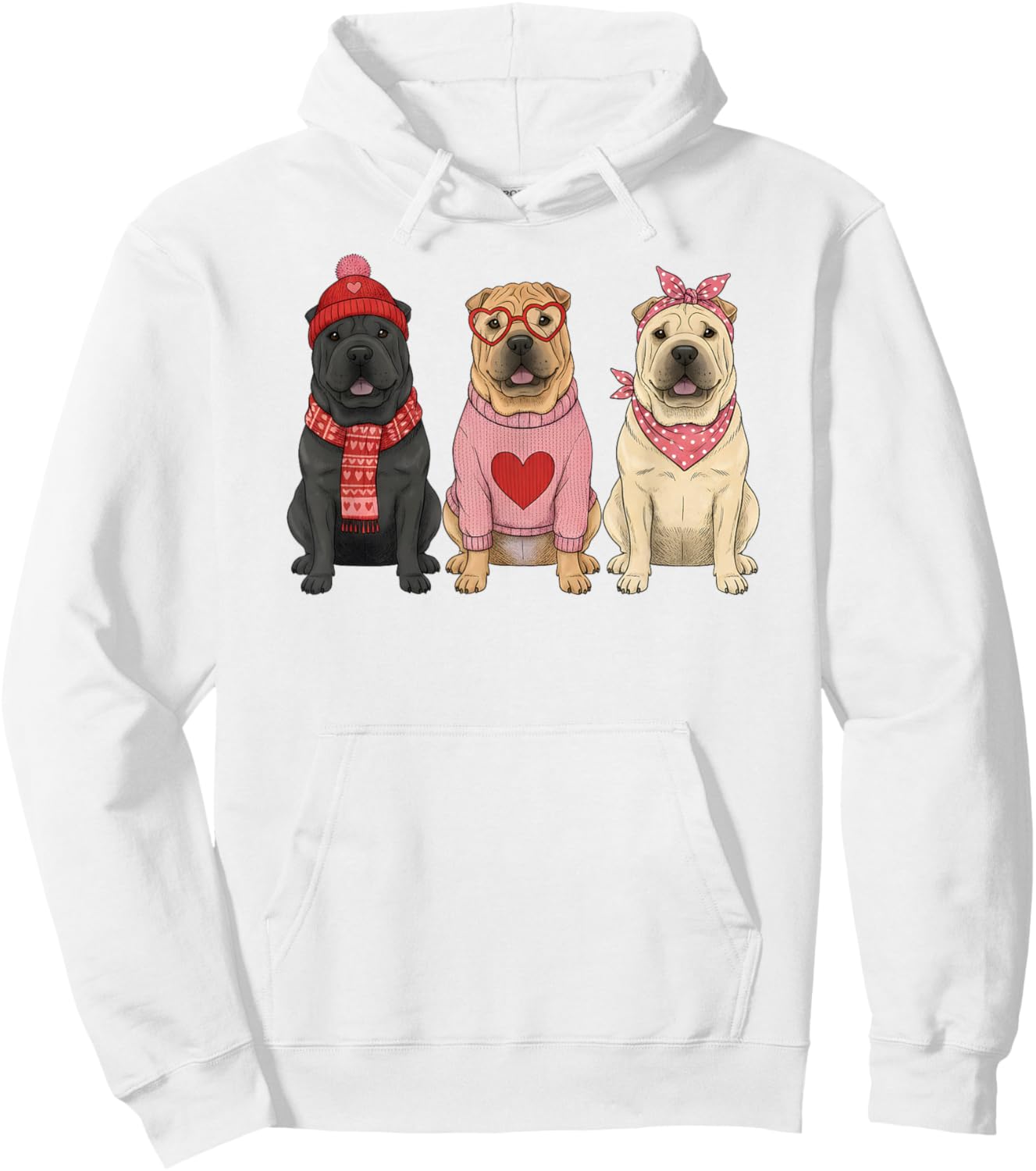Cute Shar Pei Valentine Dog Hoodie - Hoodie | White
