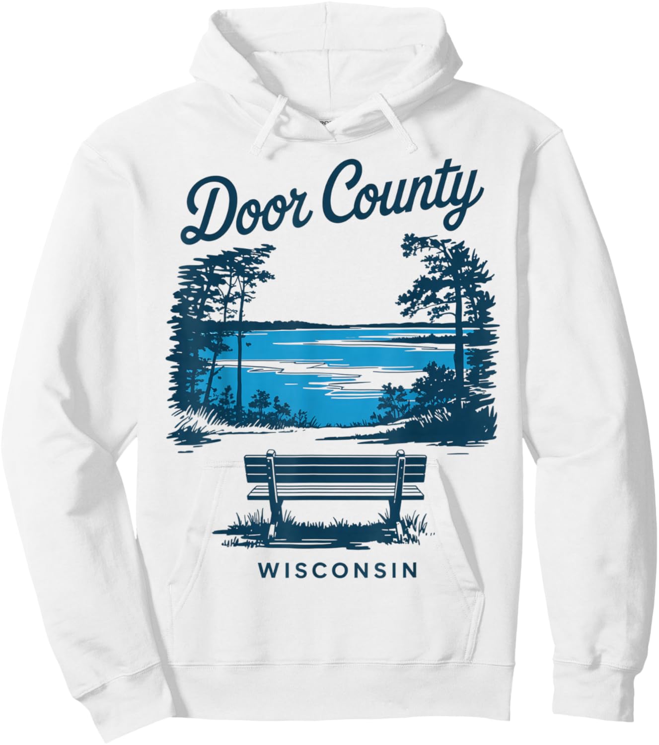 Door County Wisconsin Vintage Travel Scenic View Hoodie - Hoodie | White