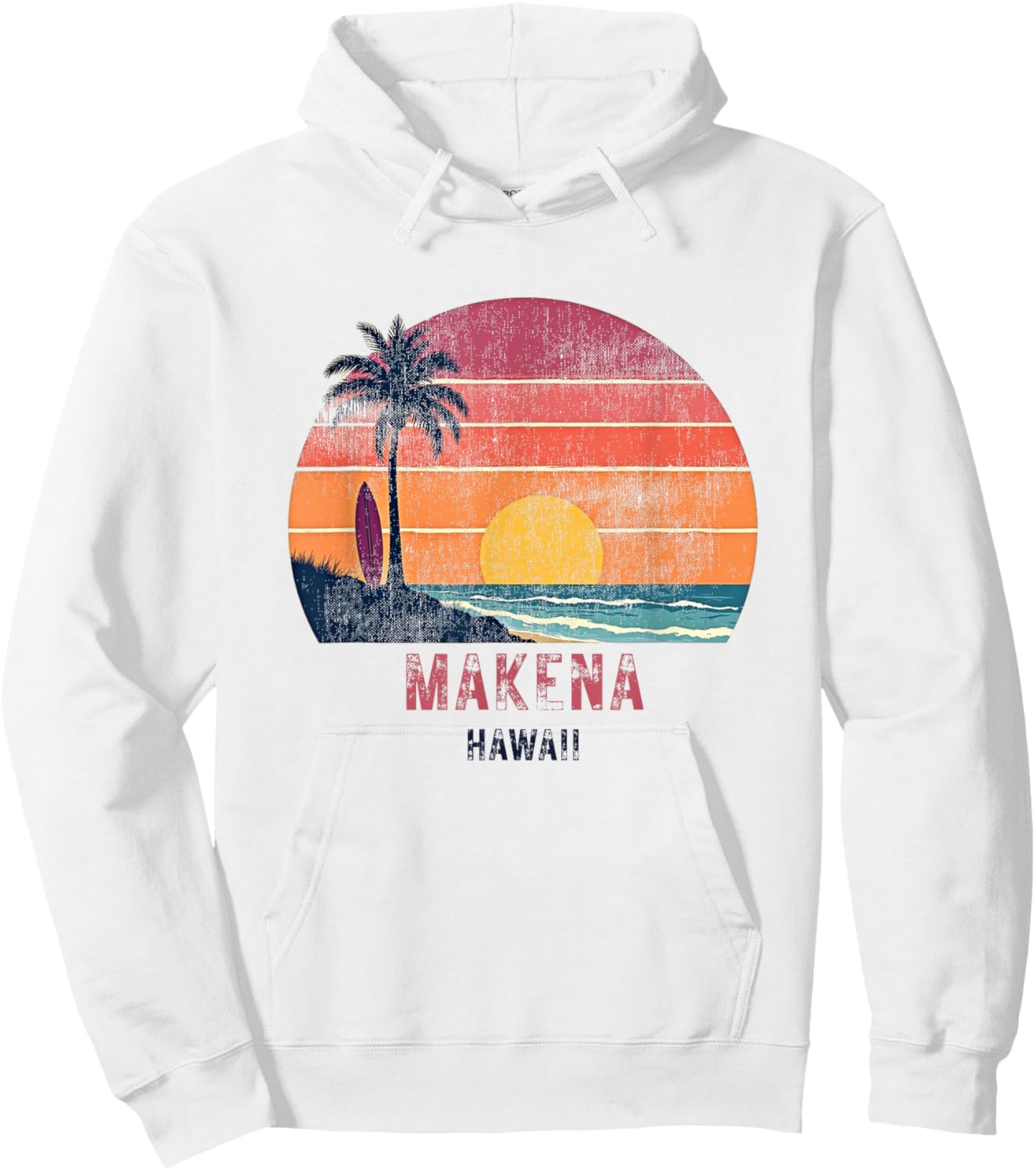 Makena Hawaii Retro Vintage Weathered Souvenir Hoodie - Hoodie | White