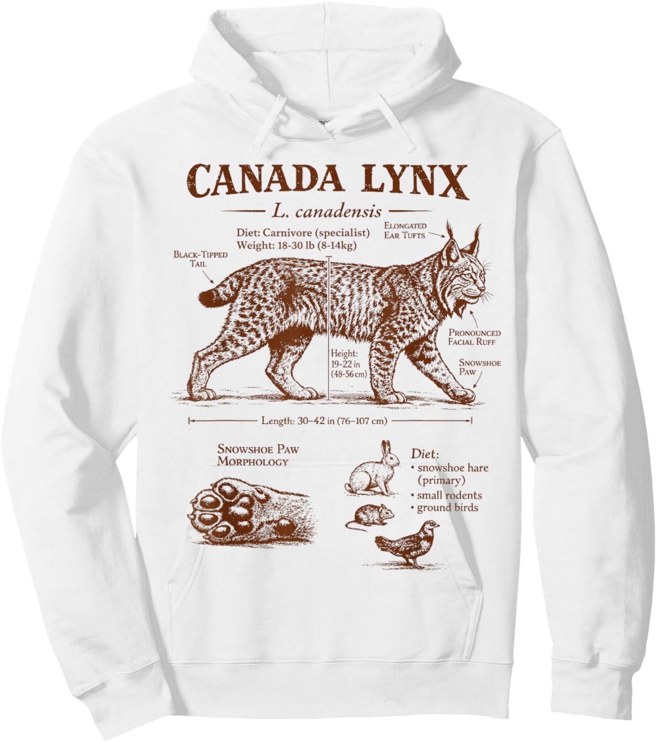 Canada Lynx Anatomy Wildlife Wild Animal Lover Zoologist Hoodie - Hoodie | White