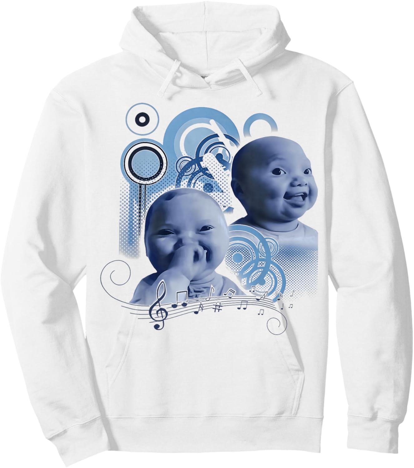 Funny Holding Back A Laugh AI Baby Laughing Meme Hoodie - Hoodie | White